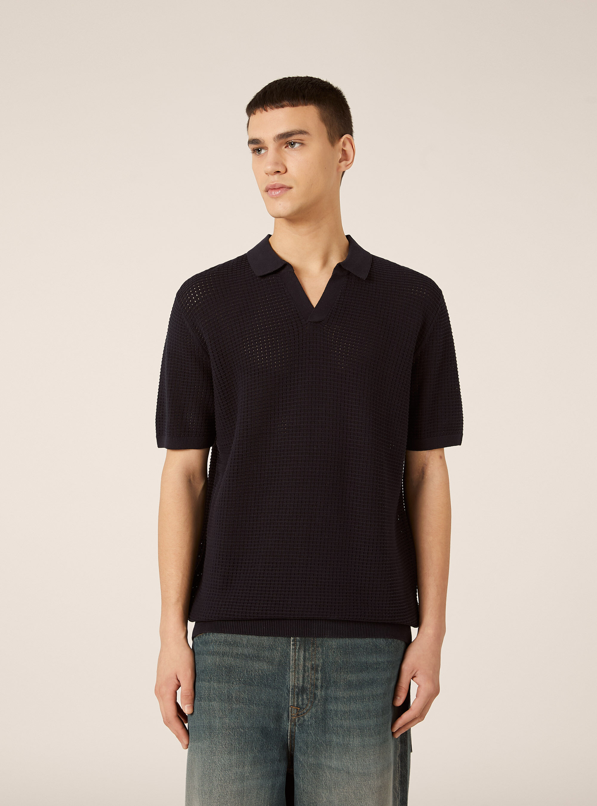 Polo-Shirt aus durchbrochenem Strick