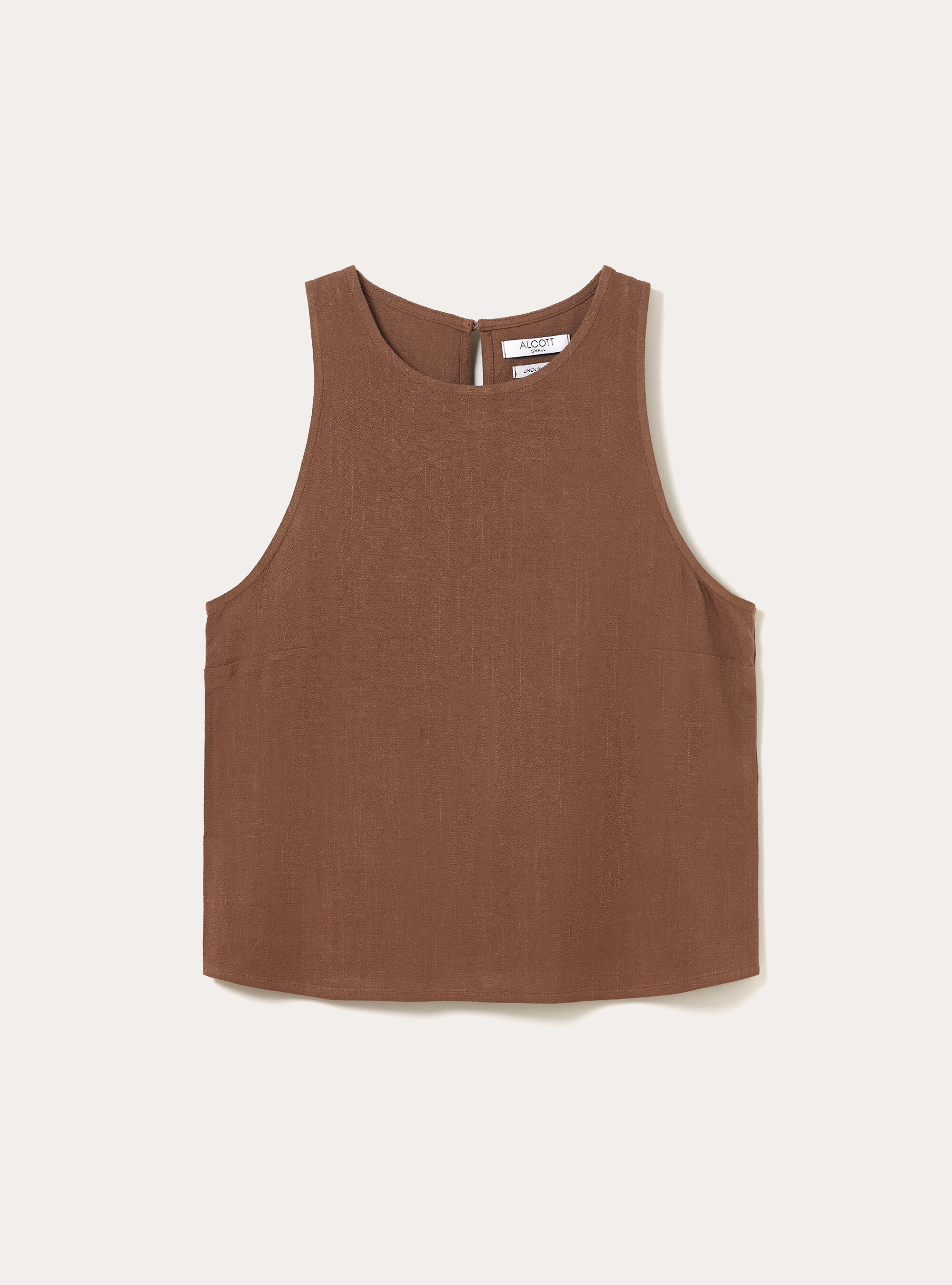 Canotta basic in misto lino, BR2 BROWN MEDIUM