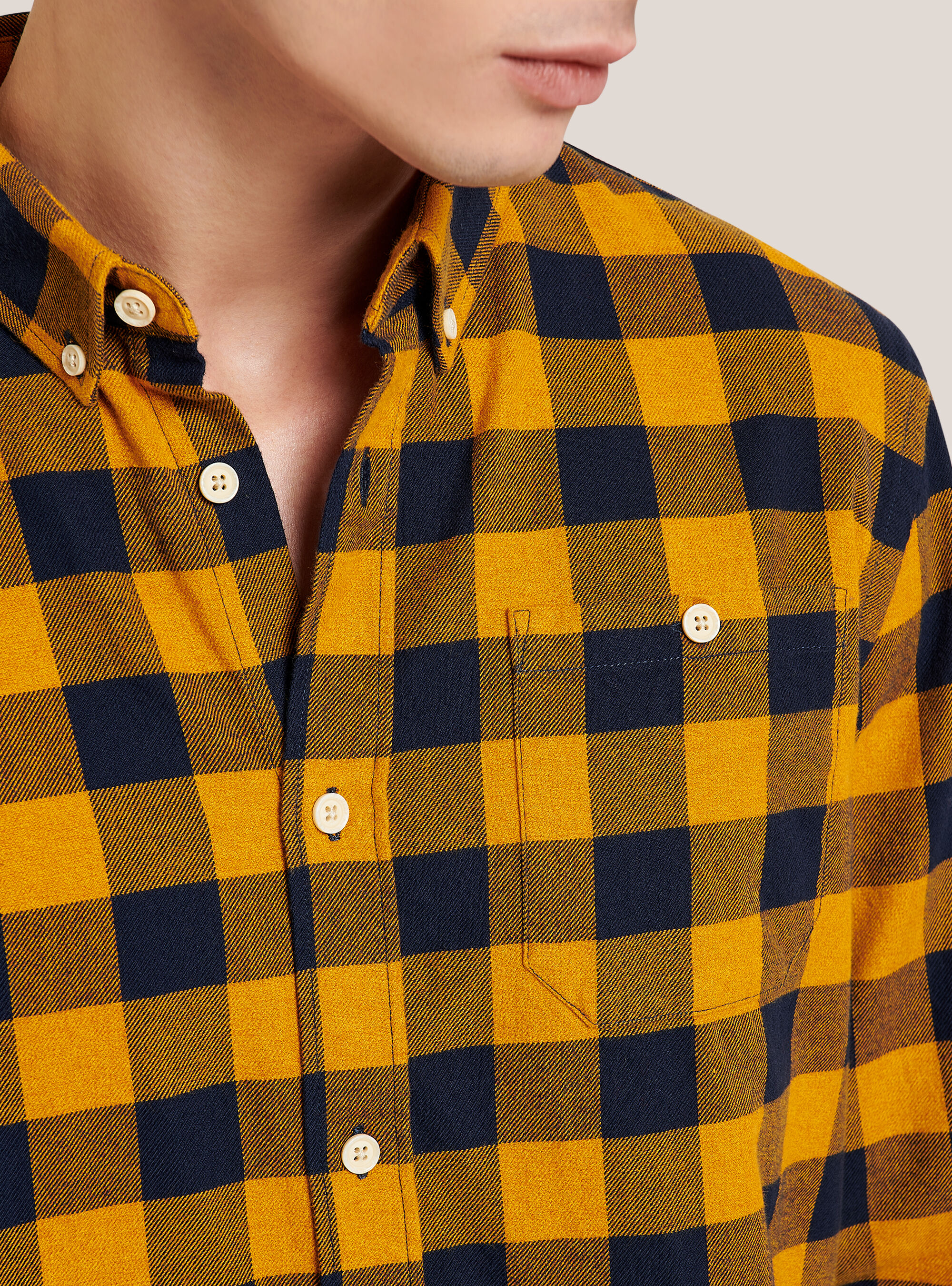 camicia quadri gialla e nera