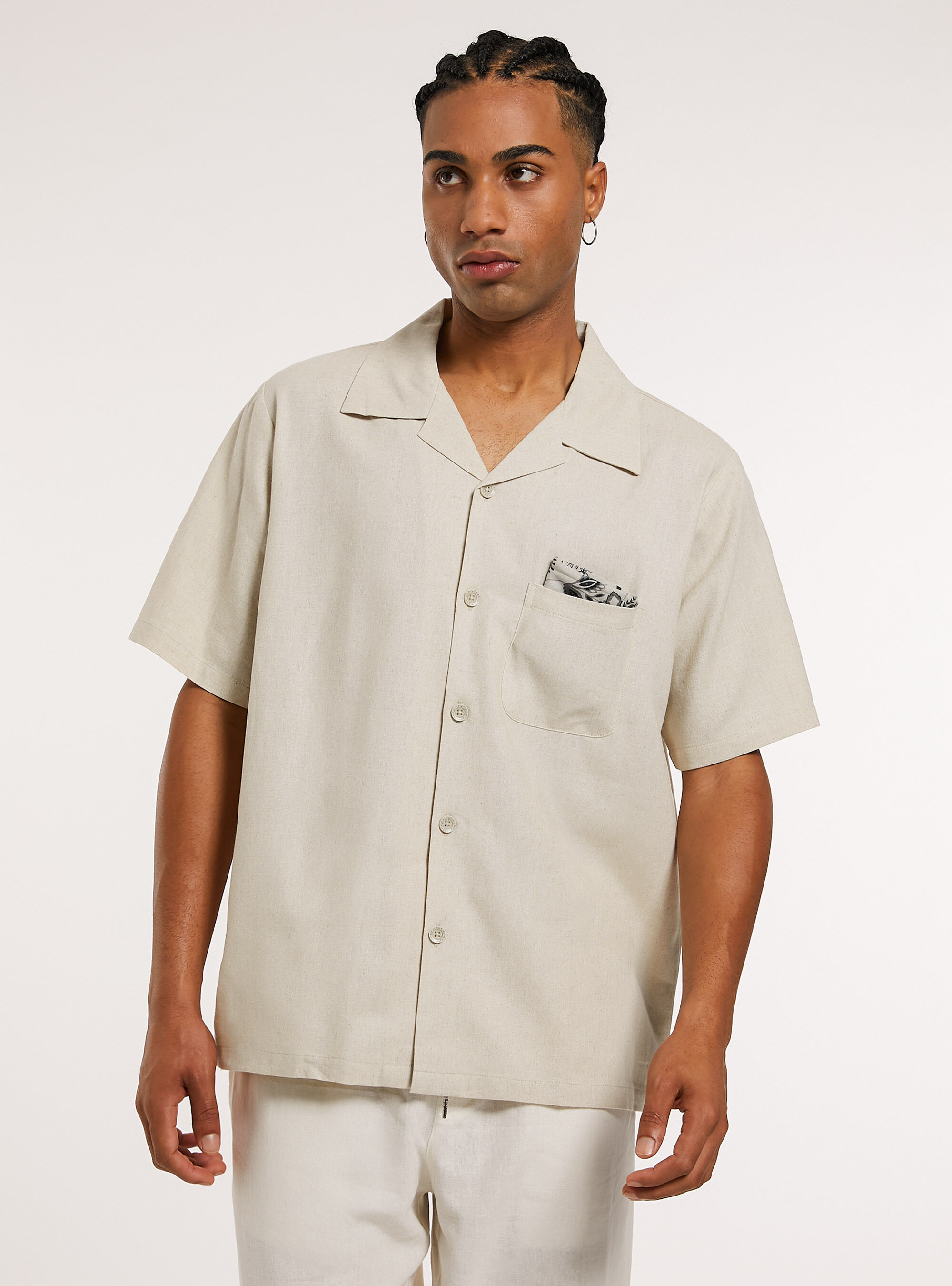 Camicia in misto  lino con tascone