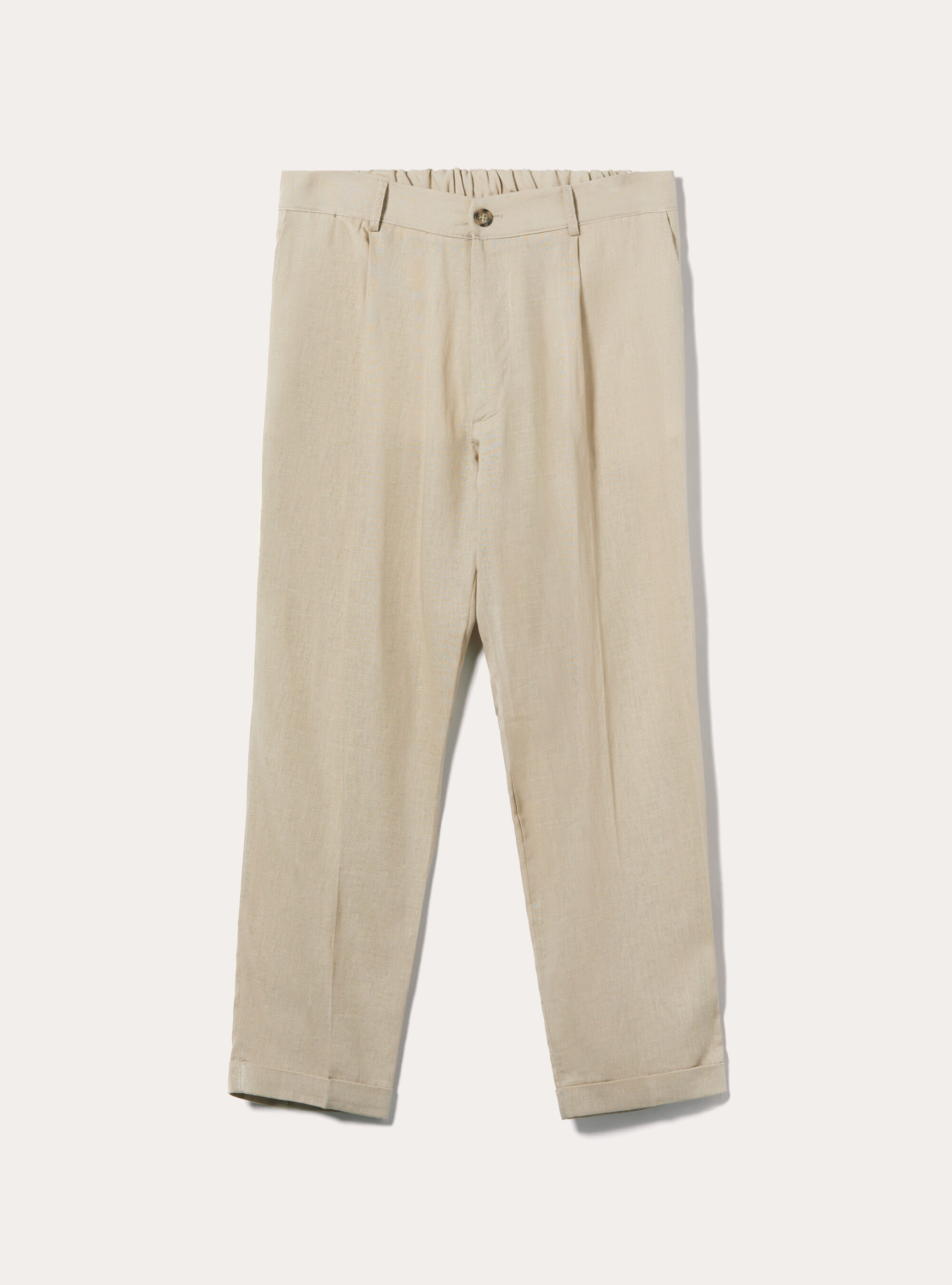 Pantaloni in misto lino, BG2 BEIGE MEDIUM