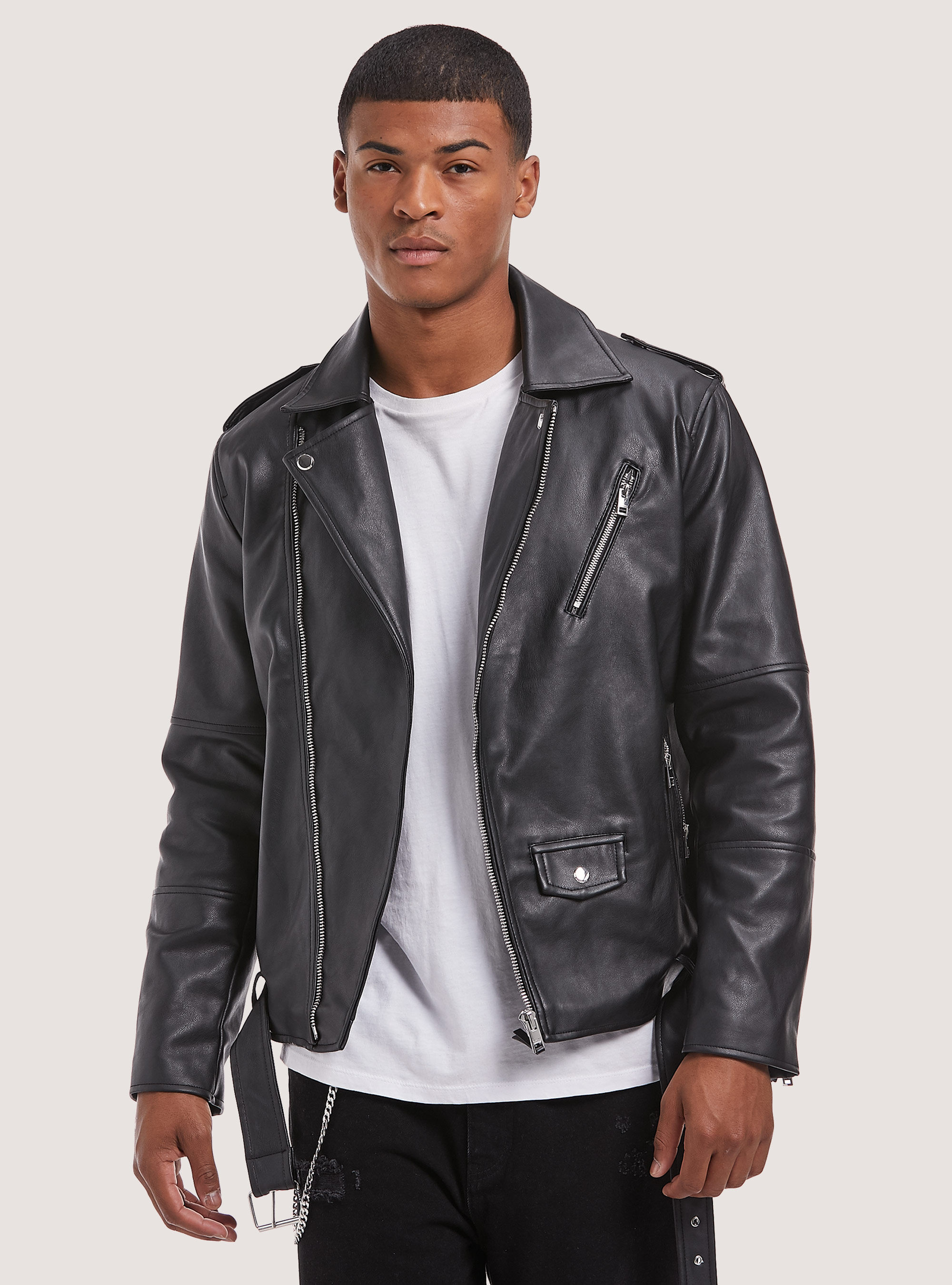Giubbotto biker effetto pelle