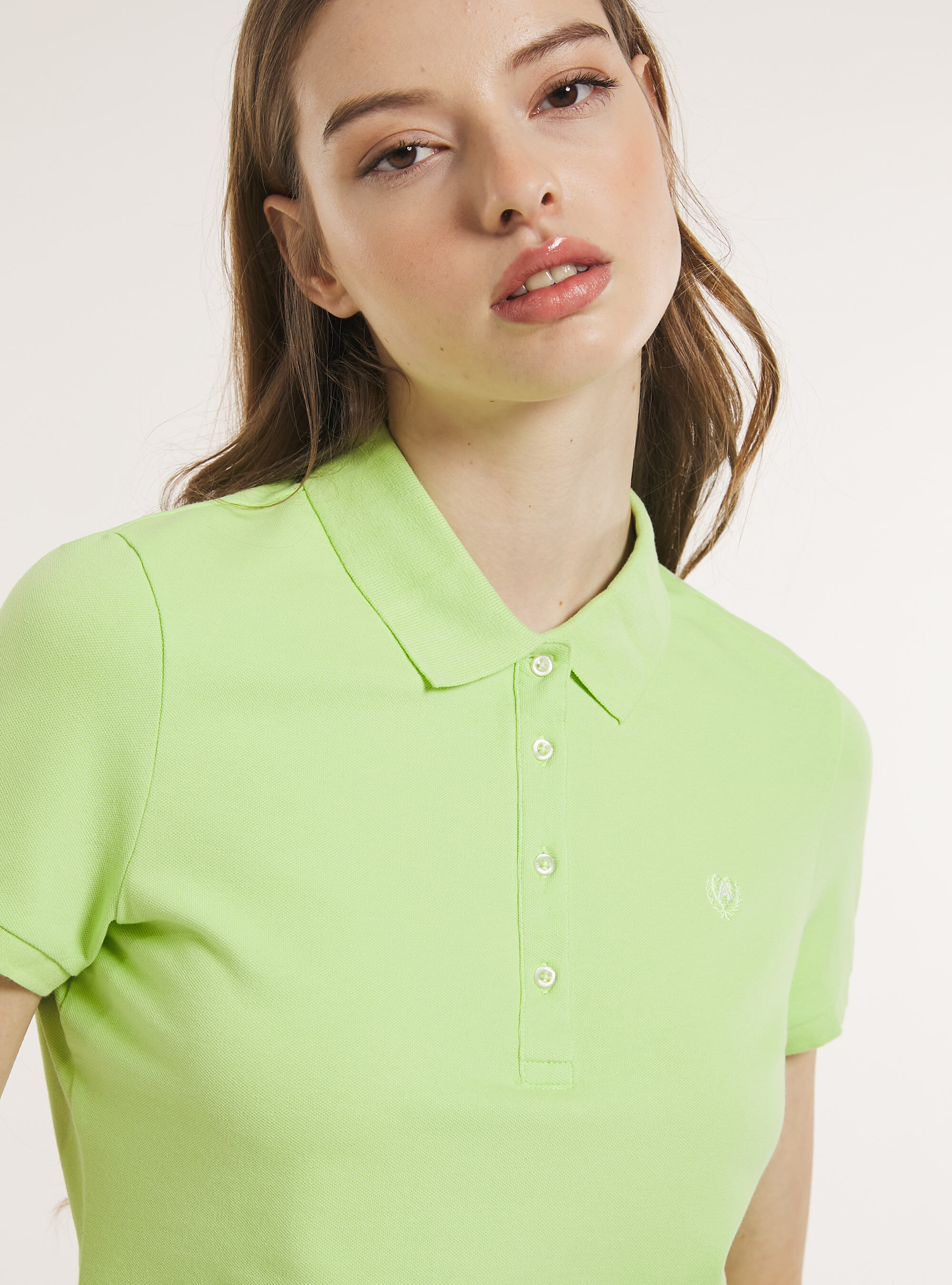 Cotton piqu&eacute; polo shirt with embroidery, LI3 LIME LIGHT