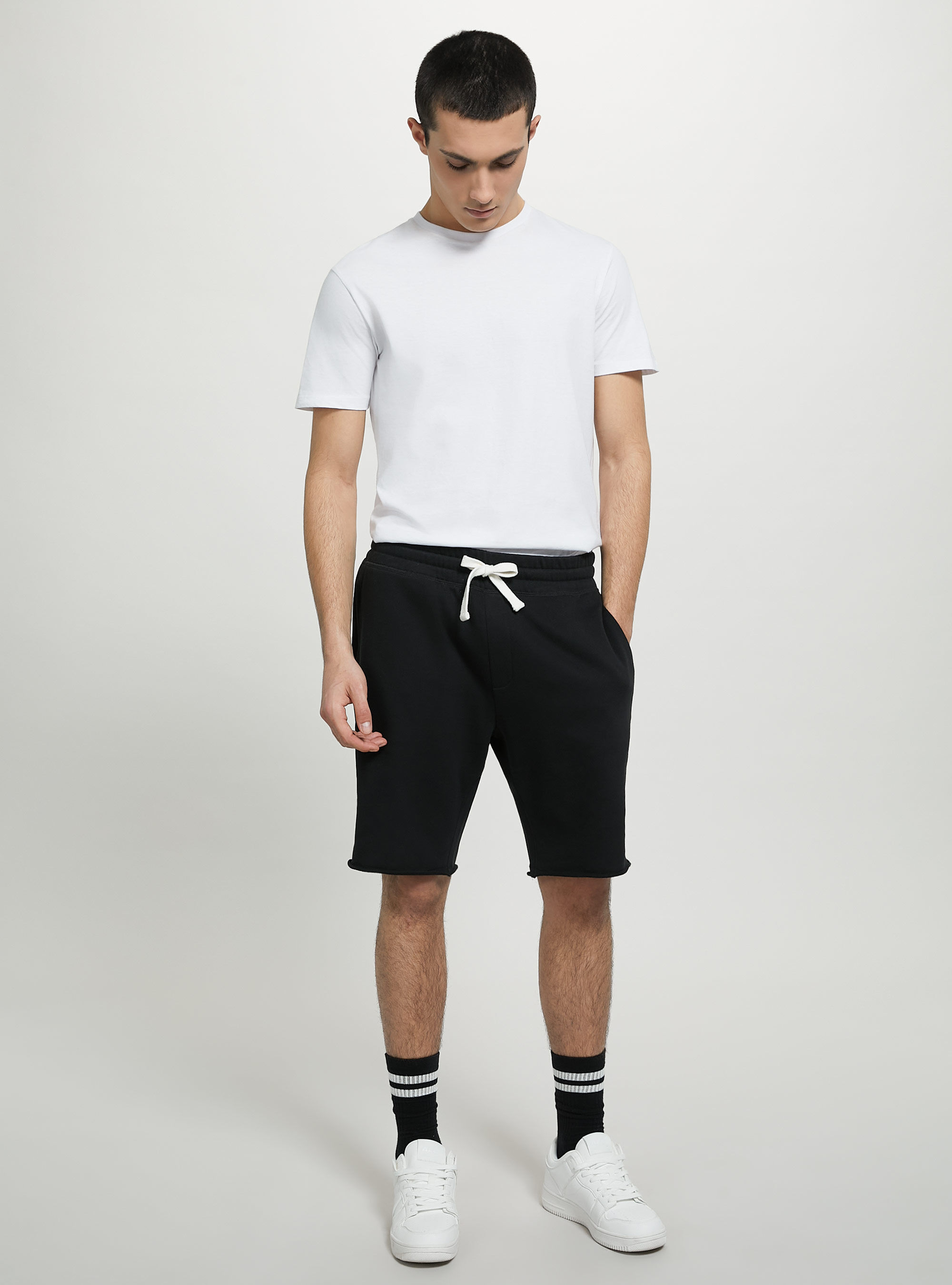 Bermuda jogger in cotone, BK1 BLACK