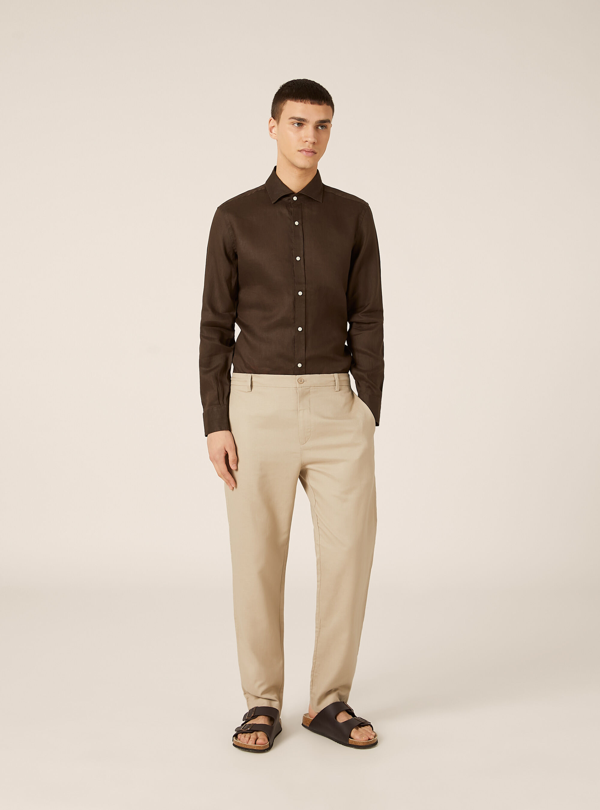 Pantaloni misto lino con coulisse interna