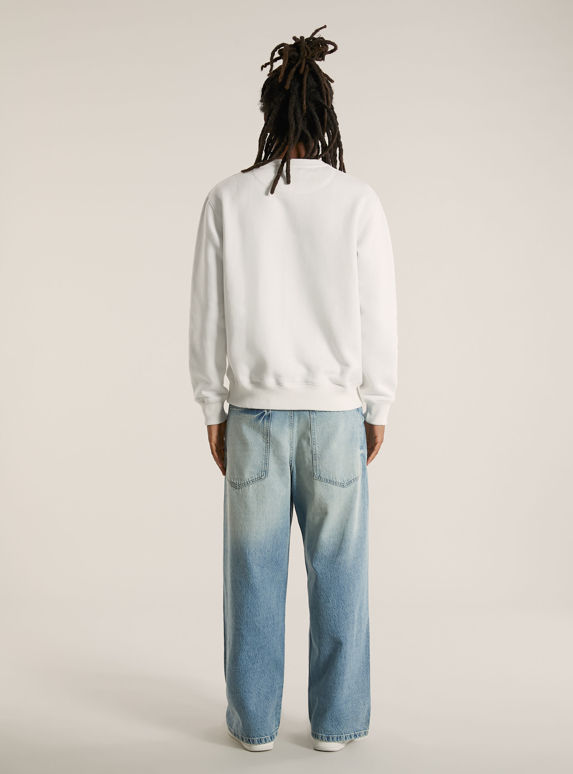 Sweat &agrave; col ras du cou de couleur unie, WH2 WHITE