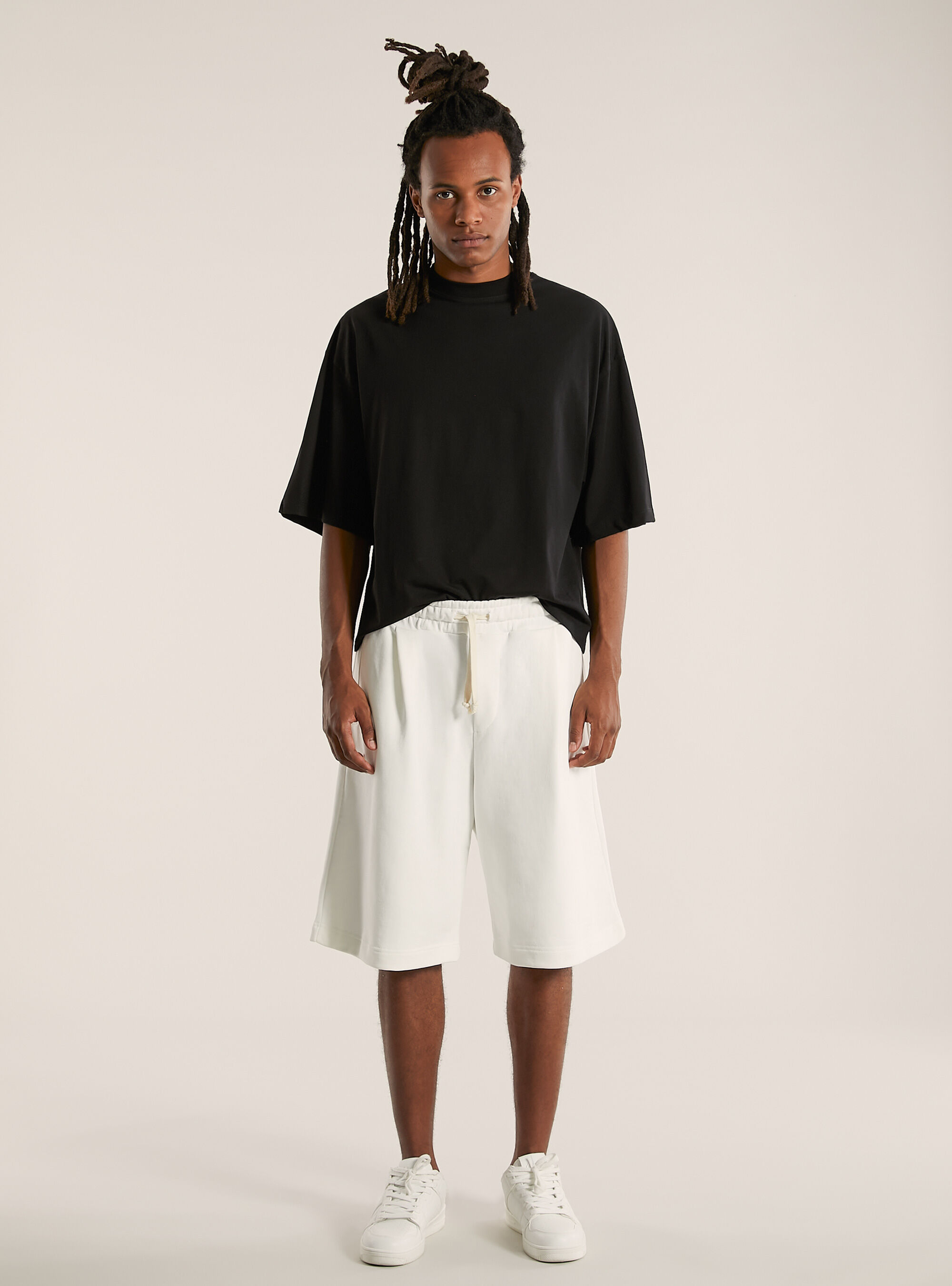 Plush baggy fit bermuda shorts, WH2 WHITE