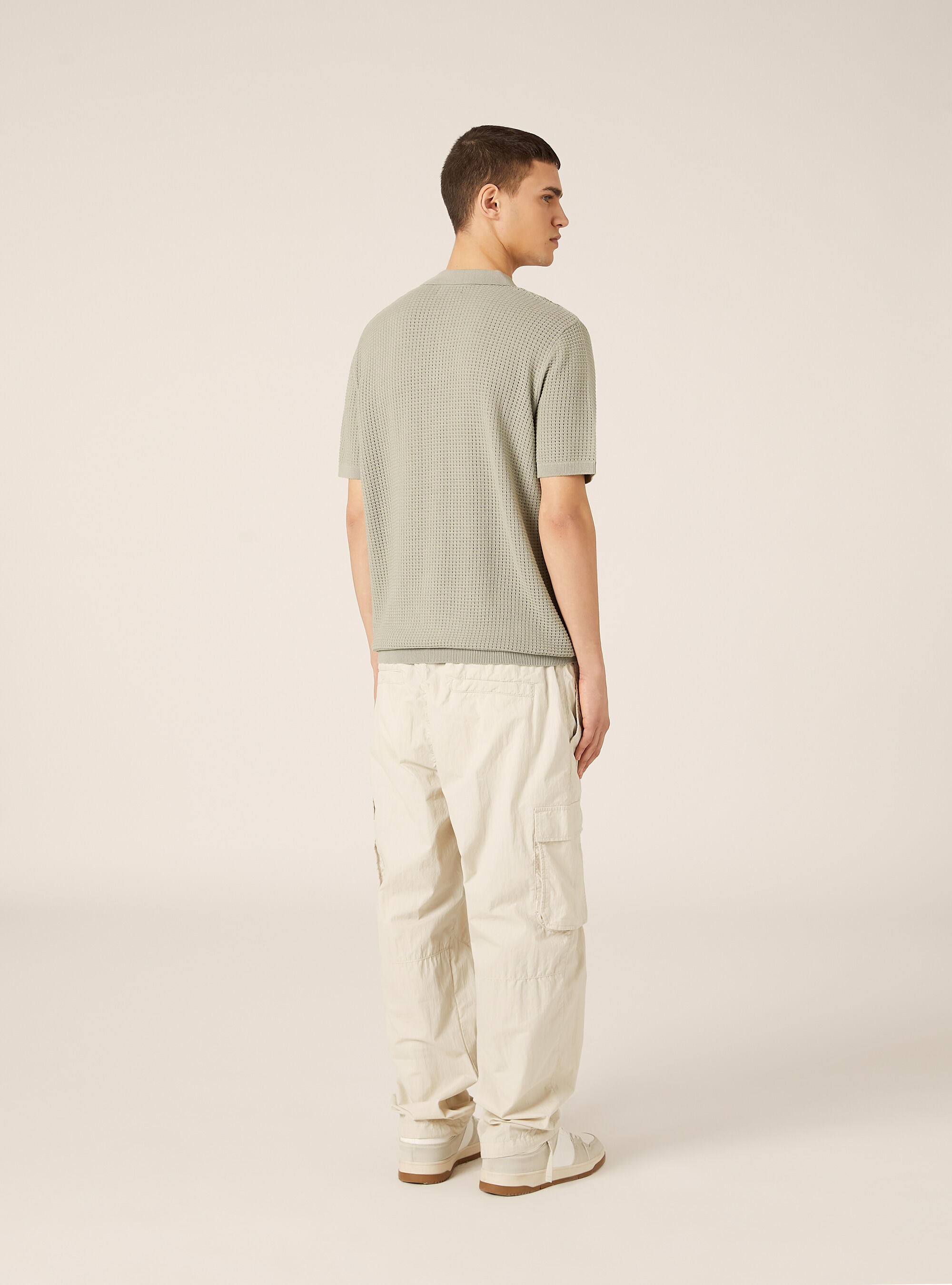 Polo-Shirt aus durchbrochenem Strick, SG3 SAGE LIGHT