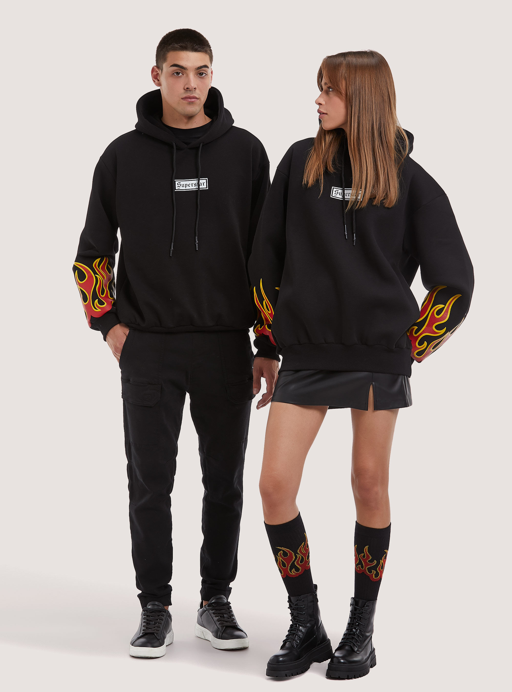 Flames Collection unisex socks, BK1 BLACK