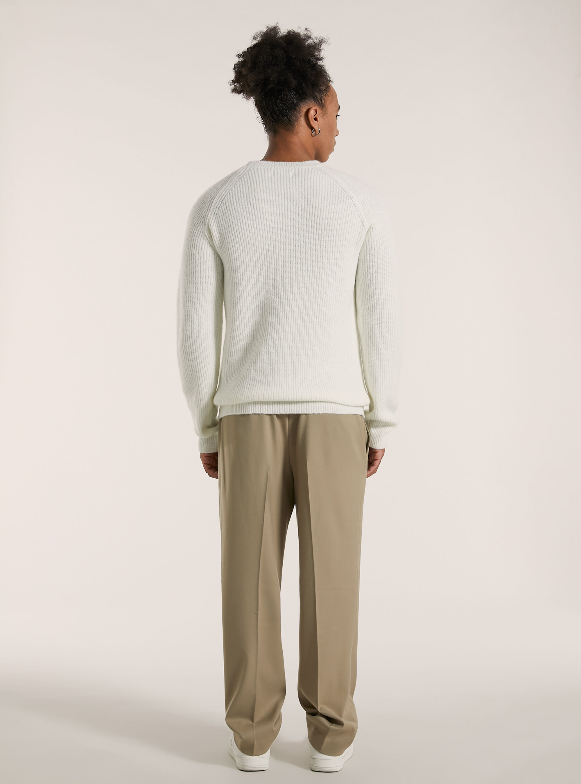 English ribbed wool blend pullover, WH2 WHITE