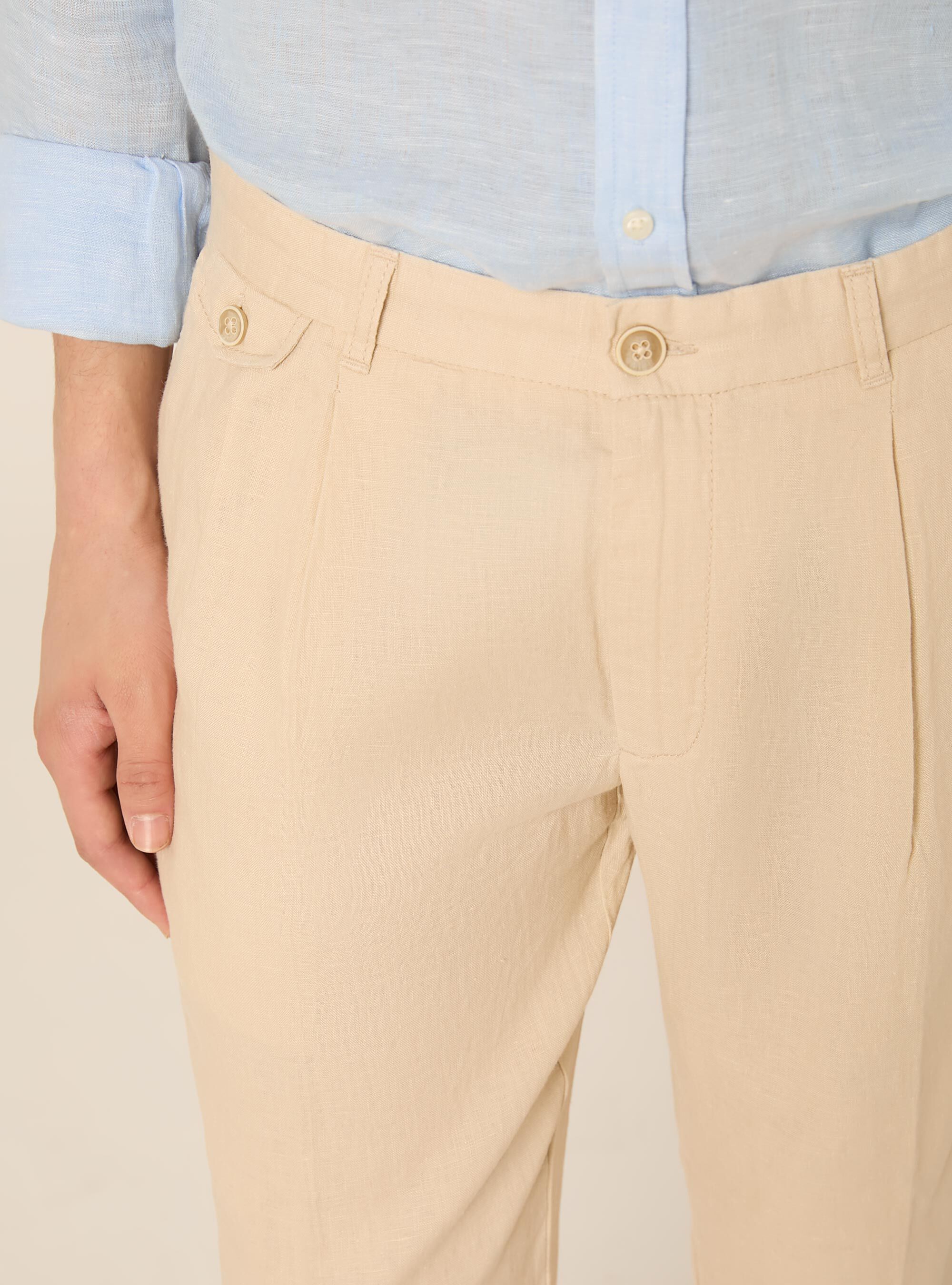 Chinos in lino, BG3 BEIGE LIGHT