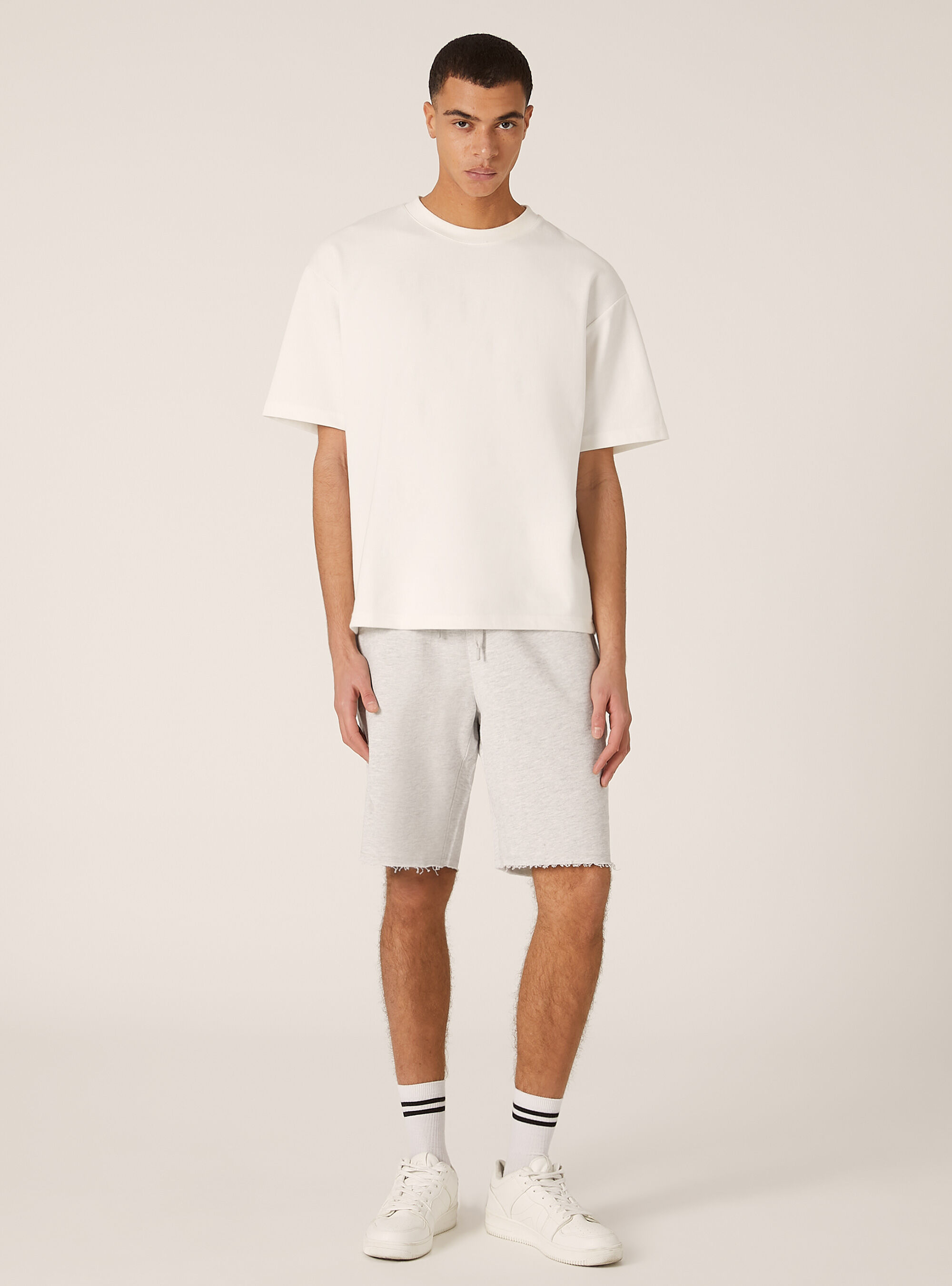 Bermuda jogger en coton, MGY3 GREY MEL LIGHT