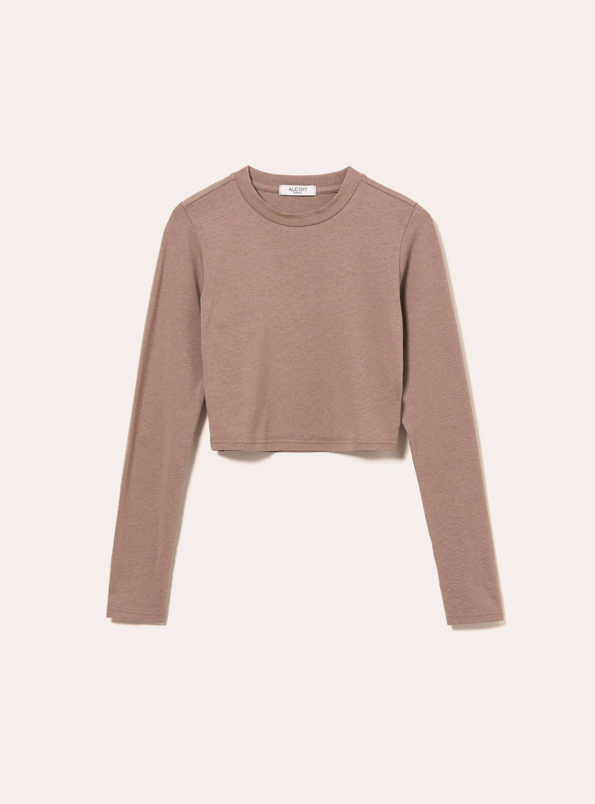 Cropped long-sleeved T-shirt, BR3 BROWN LIGHT