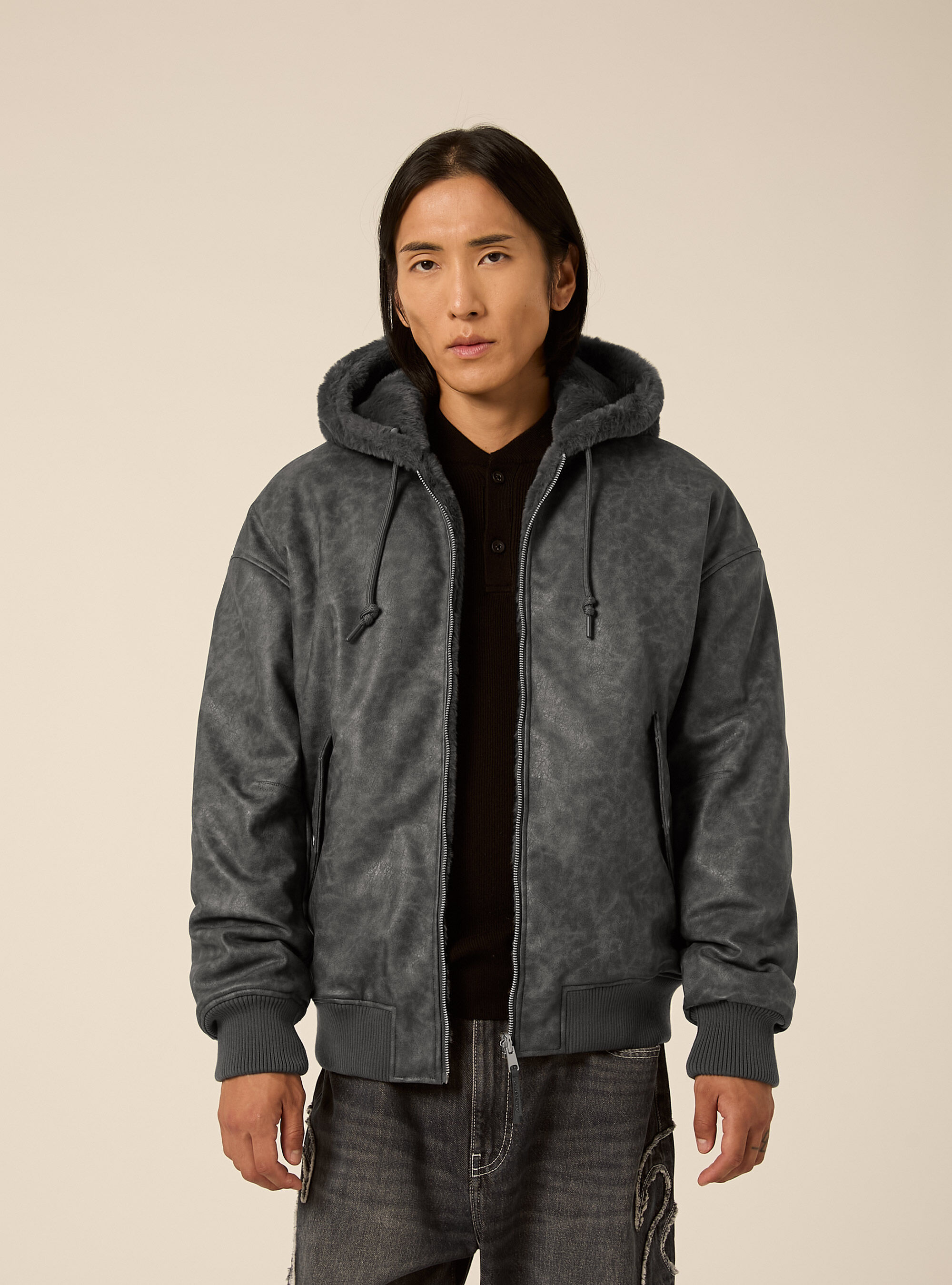 Bomber reversibile con cappuccio, GY2 GREY MEDIUM