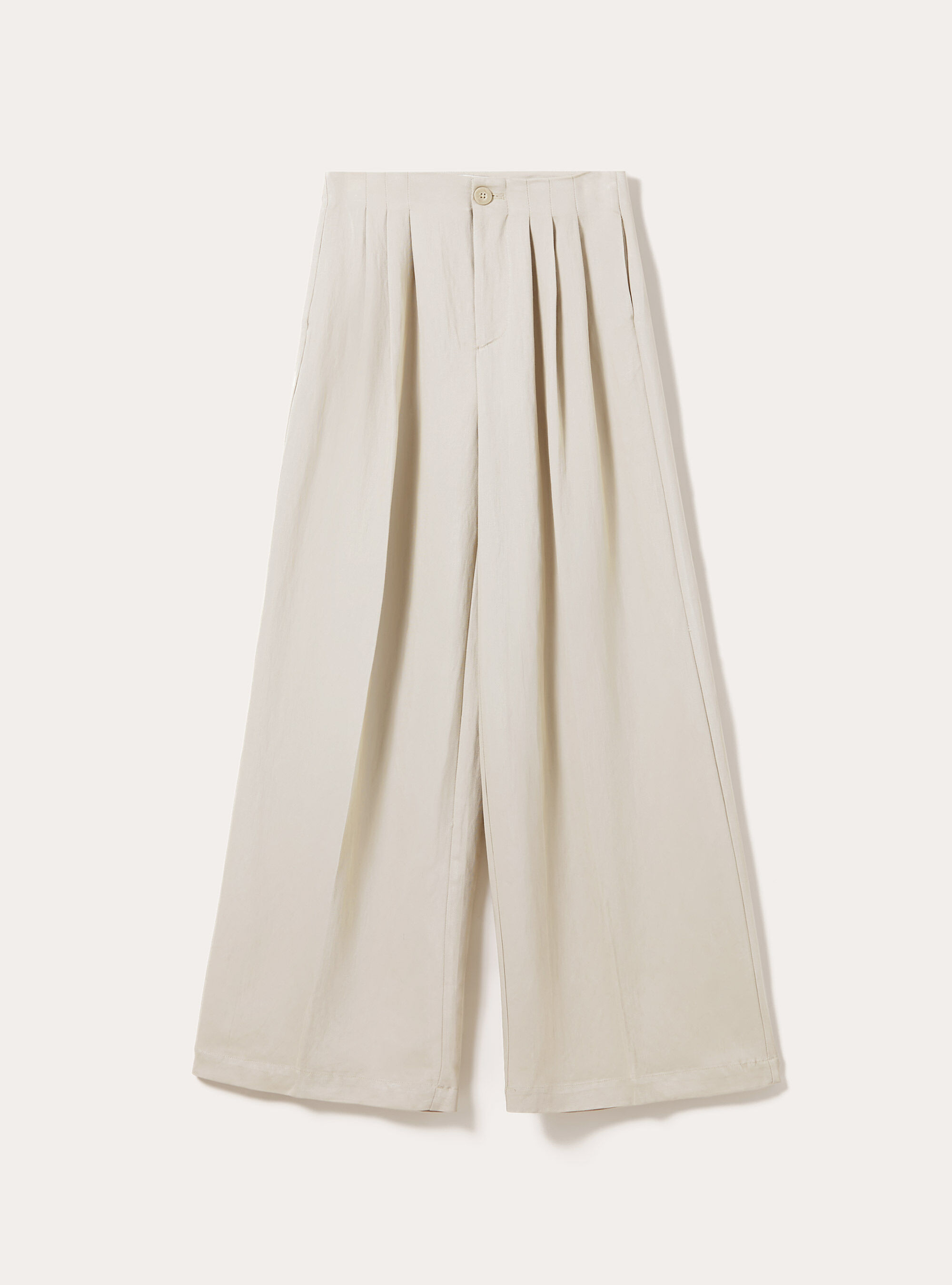 Pantaloni wide leg con pence, BG2 BEIGE MEDIUM
