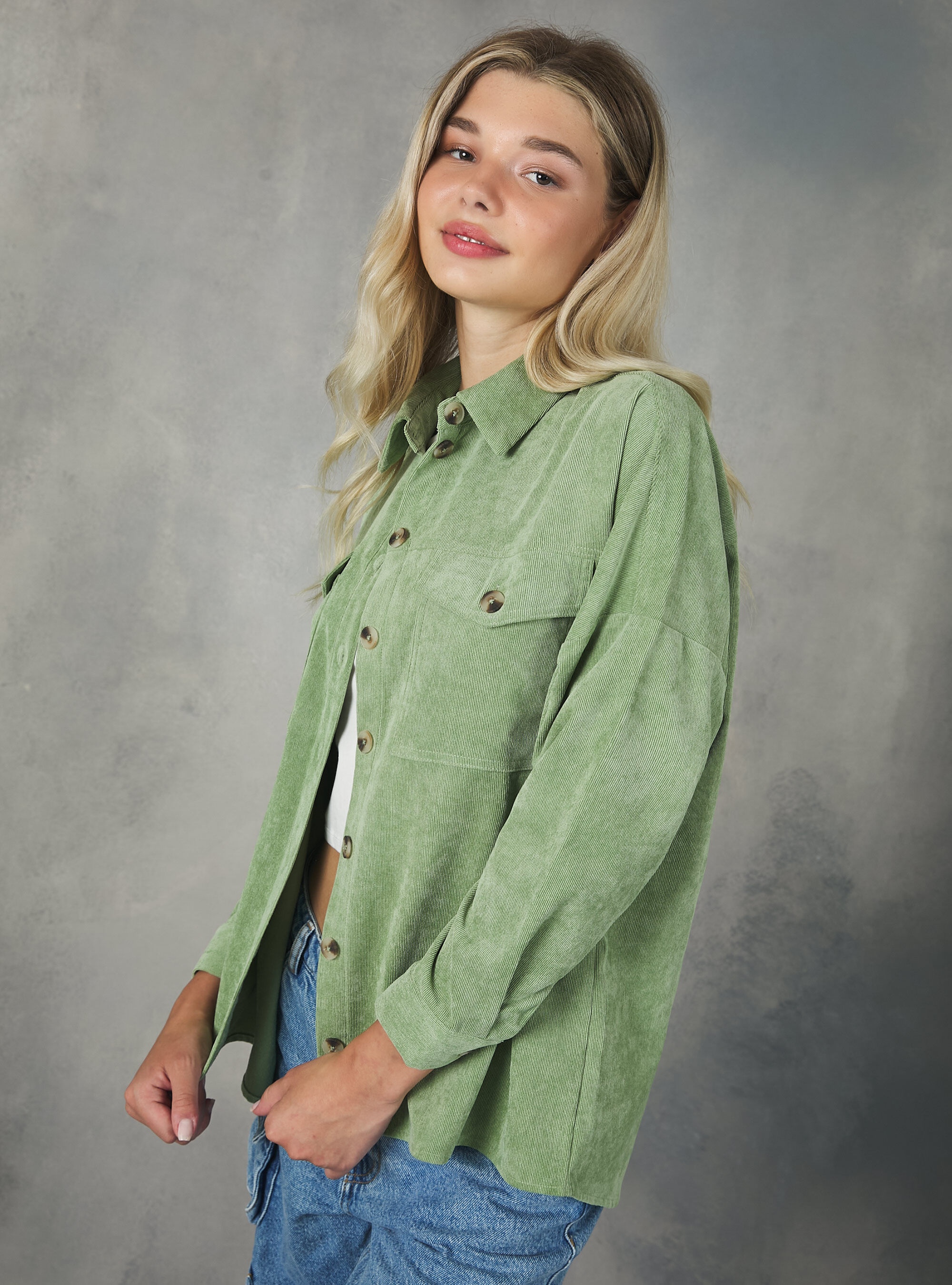 Corduroy shirt jacket