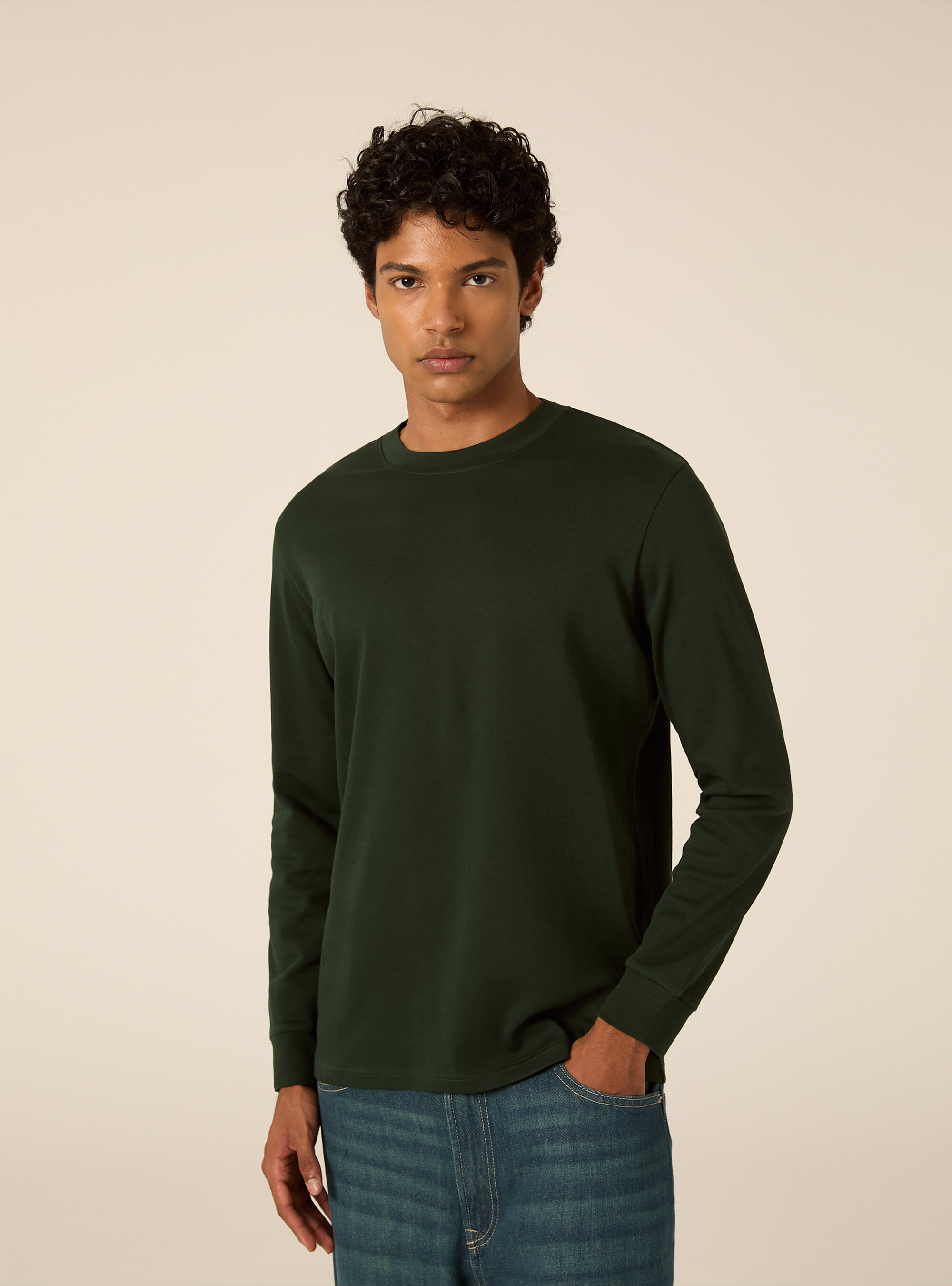 Maglia girocollo maniche lunghe interlock
