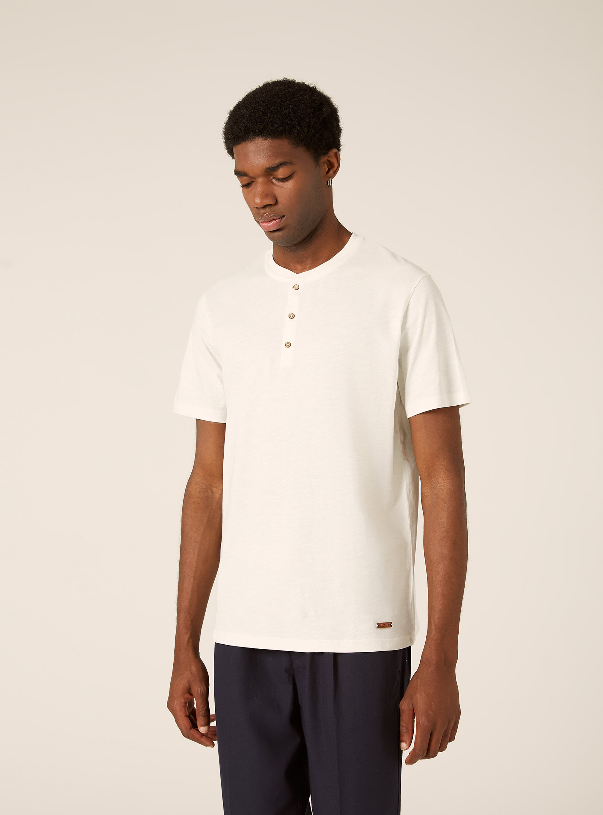 Cotton Henley T-Shirt, WH2 WHITE