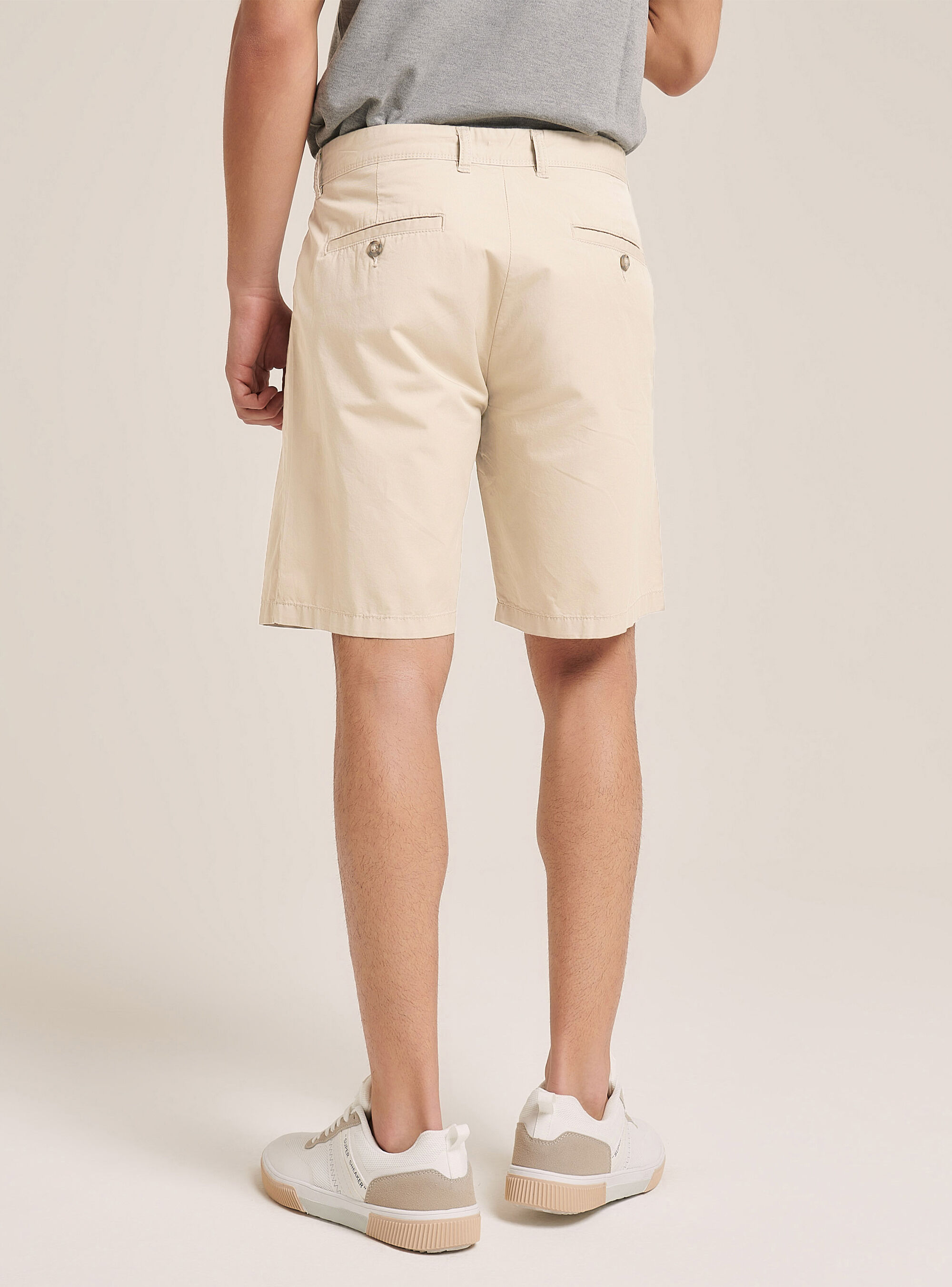 Bermudas de sarga de ajuste liso, SA1 SAND DARK