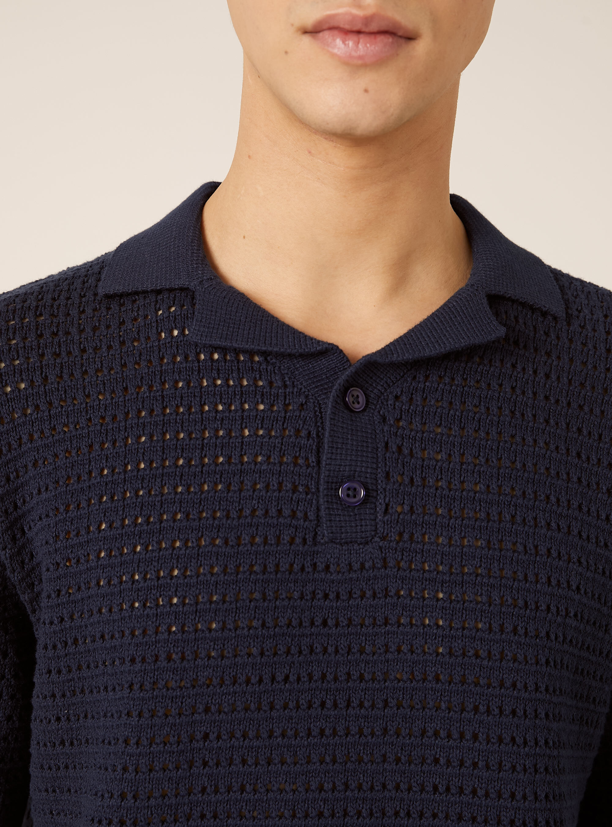 Knitted polo shirt, NA2 NAVY MEDIUM