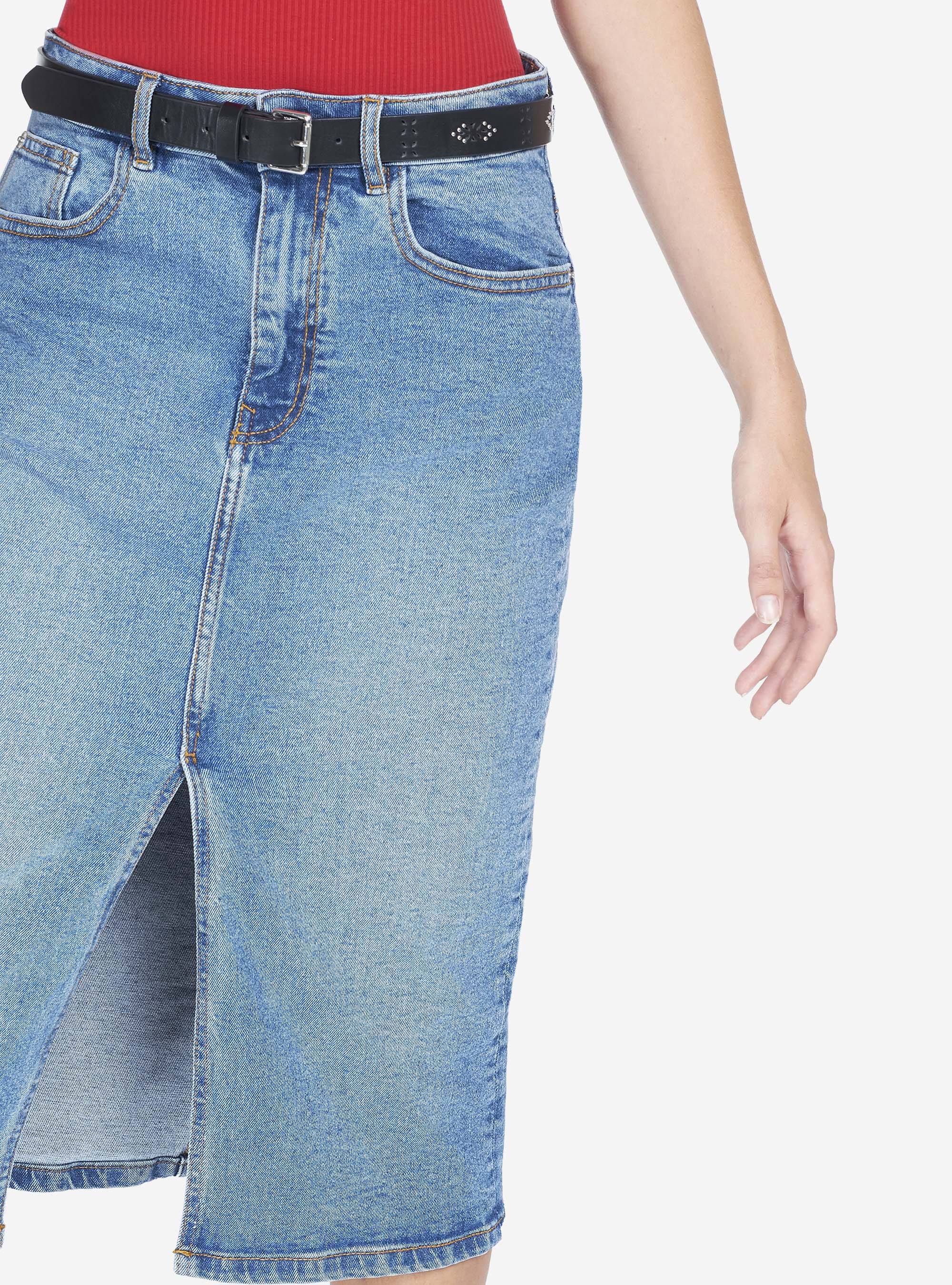 Jupe en jean avec poches, C272 BLUE