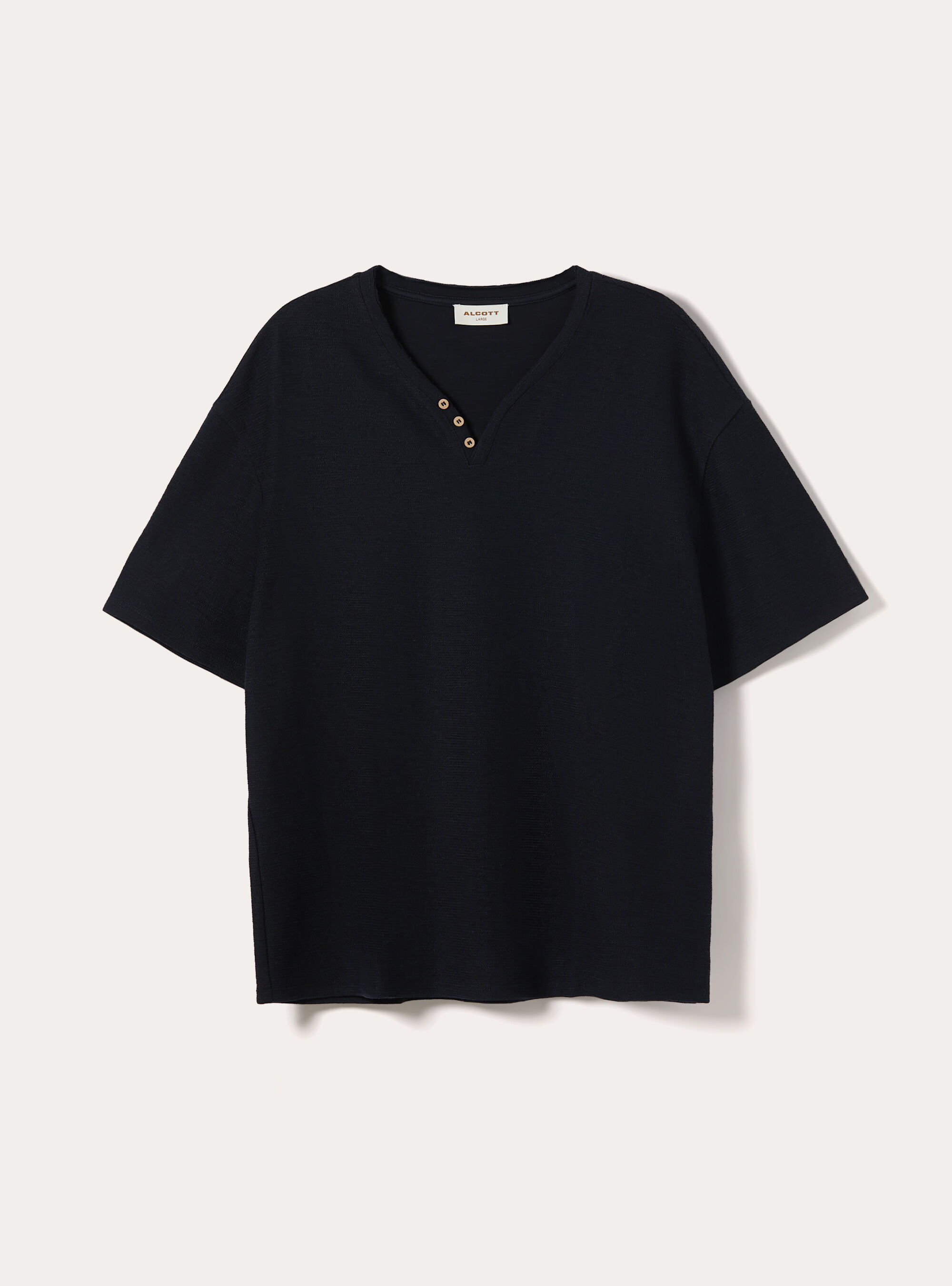 Henley-Shirt aus Waffelstruktur-Gewebe, NA1 NAVY DARK