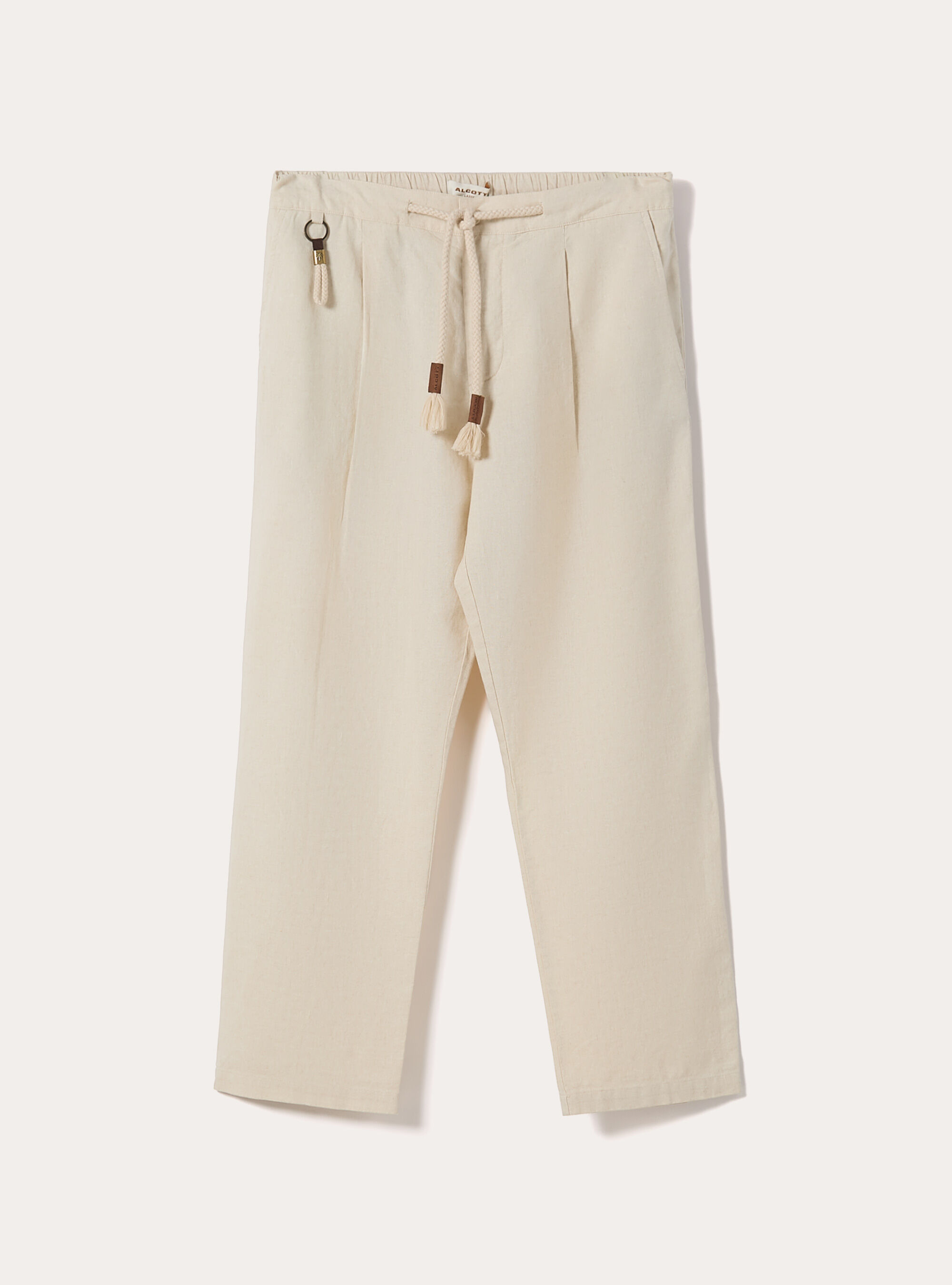 Pantaloni misto lino con coulisse, MCR3 CREAM MEL LIGHT