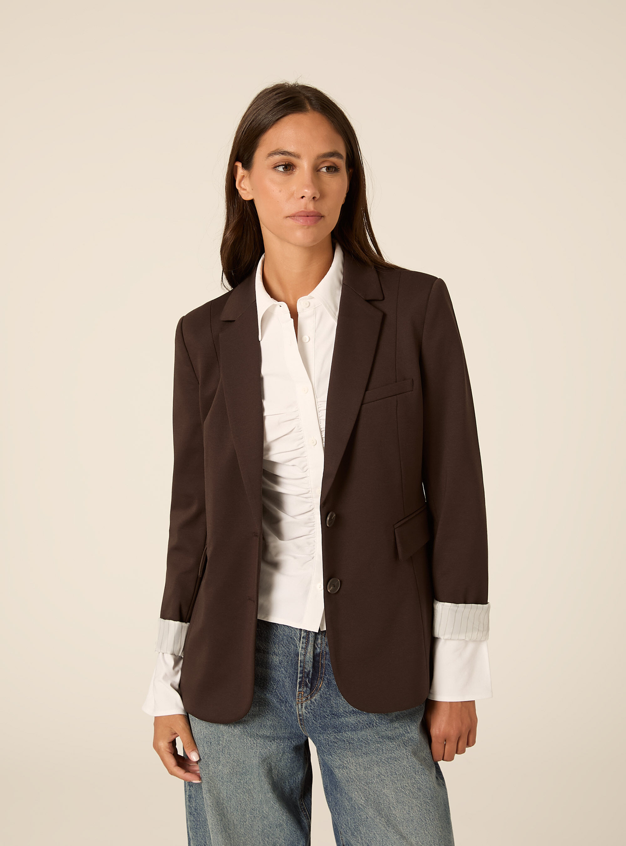 Blazer droit structure a revers
