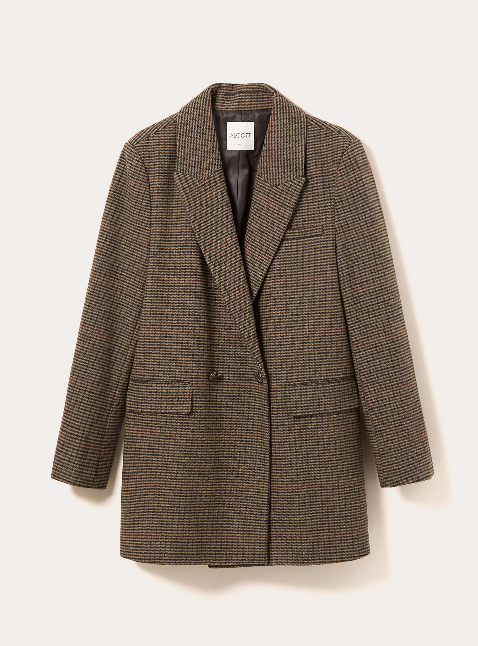 Double-breasted checked coat, BR2 BROWN MEDIUM