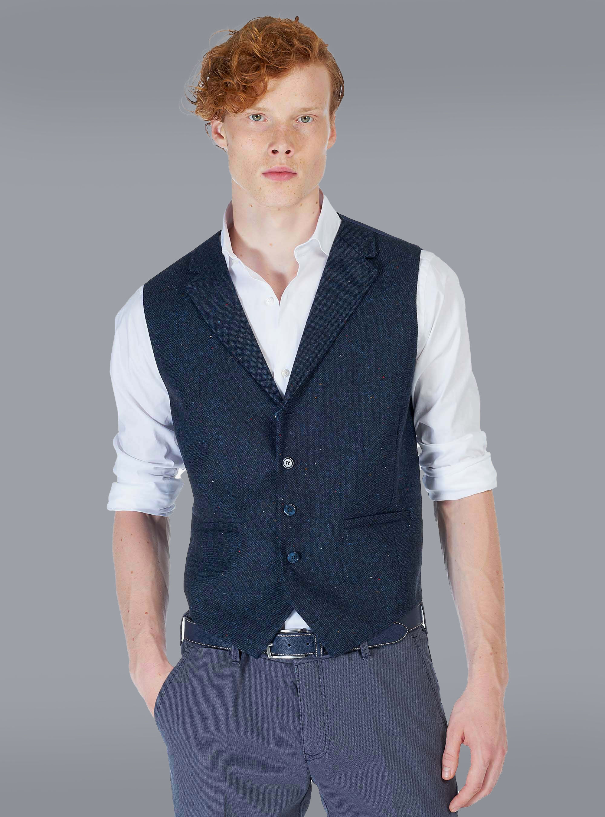 Gilet in tessuto boucle, BLU