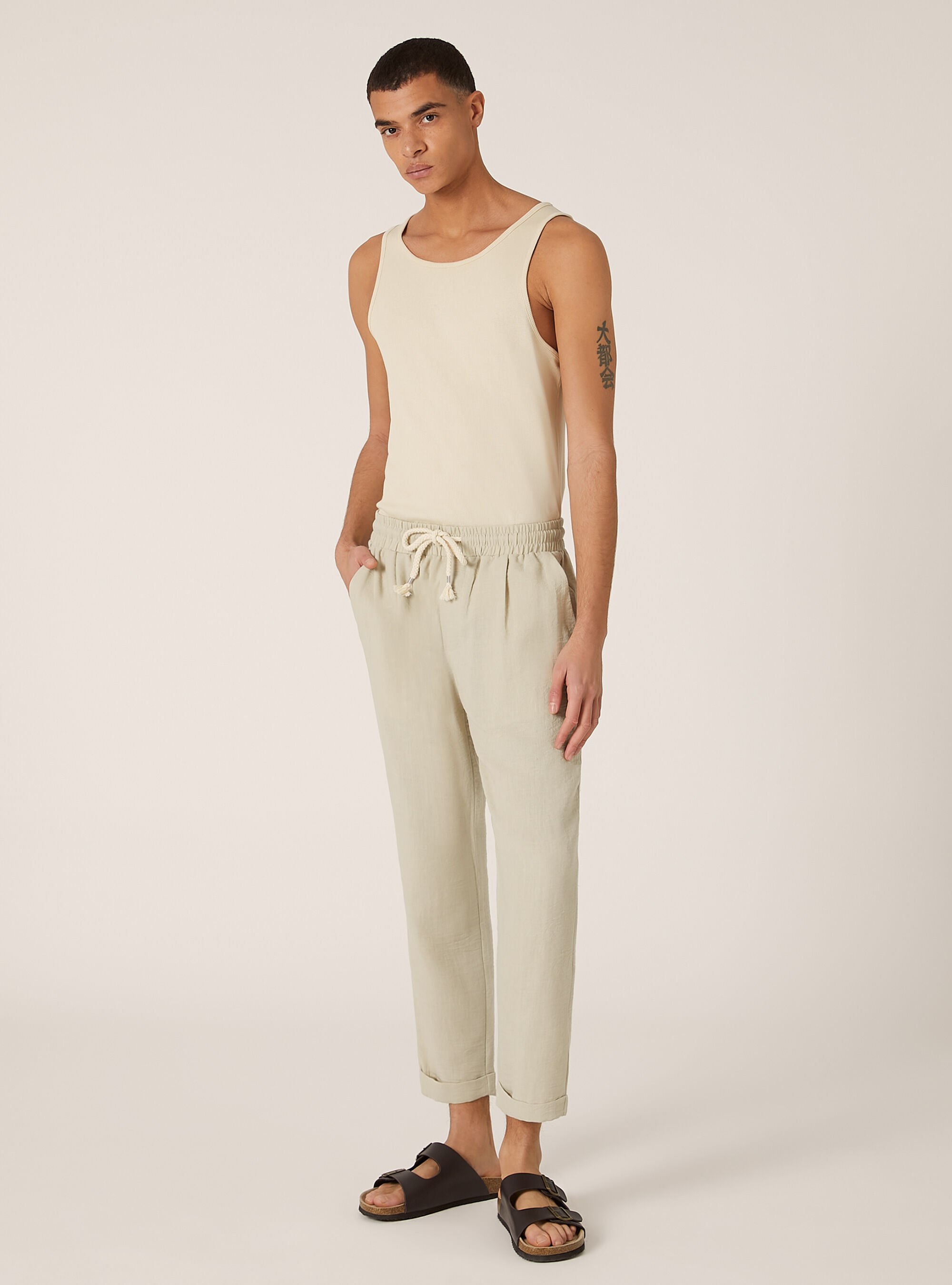 Lightweight joggers with elastic waistband, BG3 BEIGE LIGHT