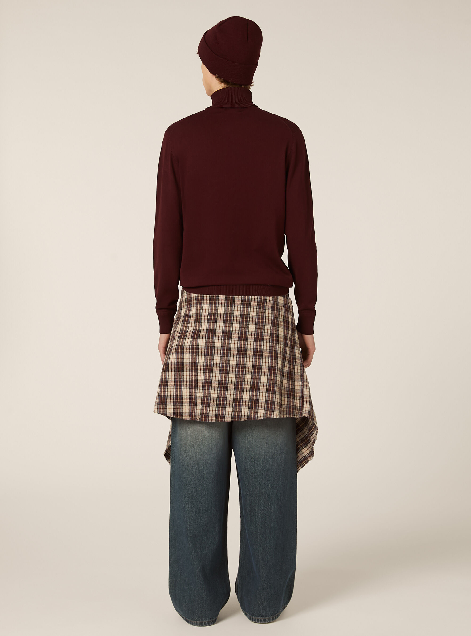 Pullover collo alto in morbida viscosa, BO1 BORDEAUX DARK