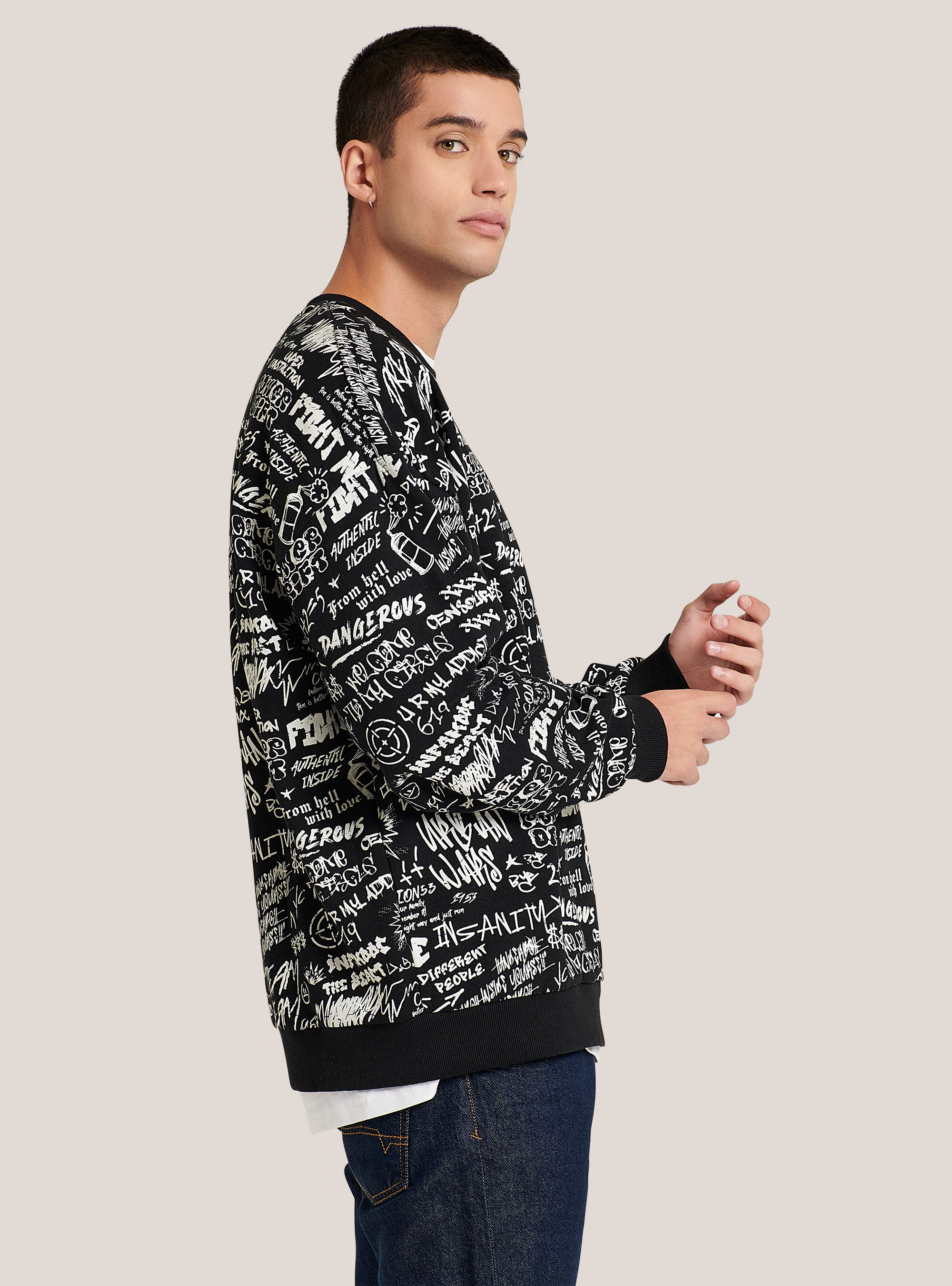 Crew-neck sweatshirt with print, ROCKSTAR