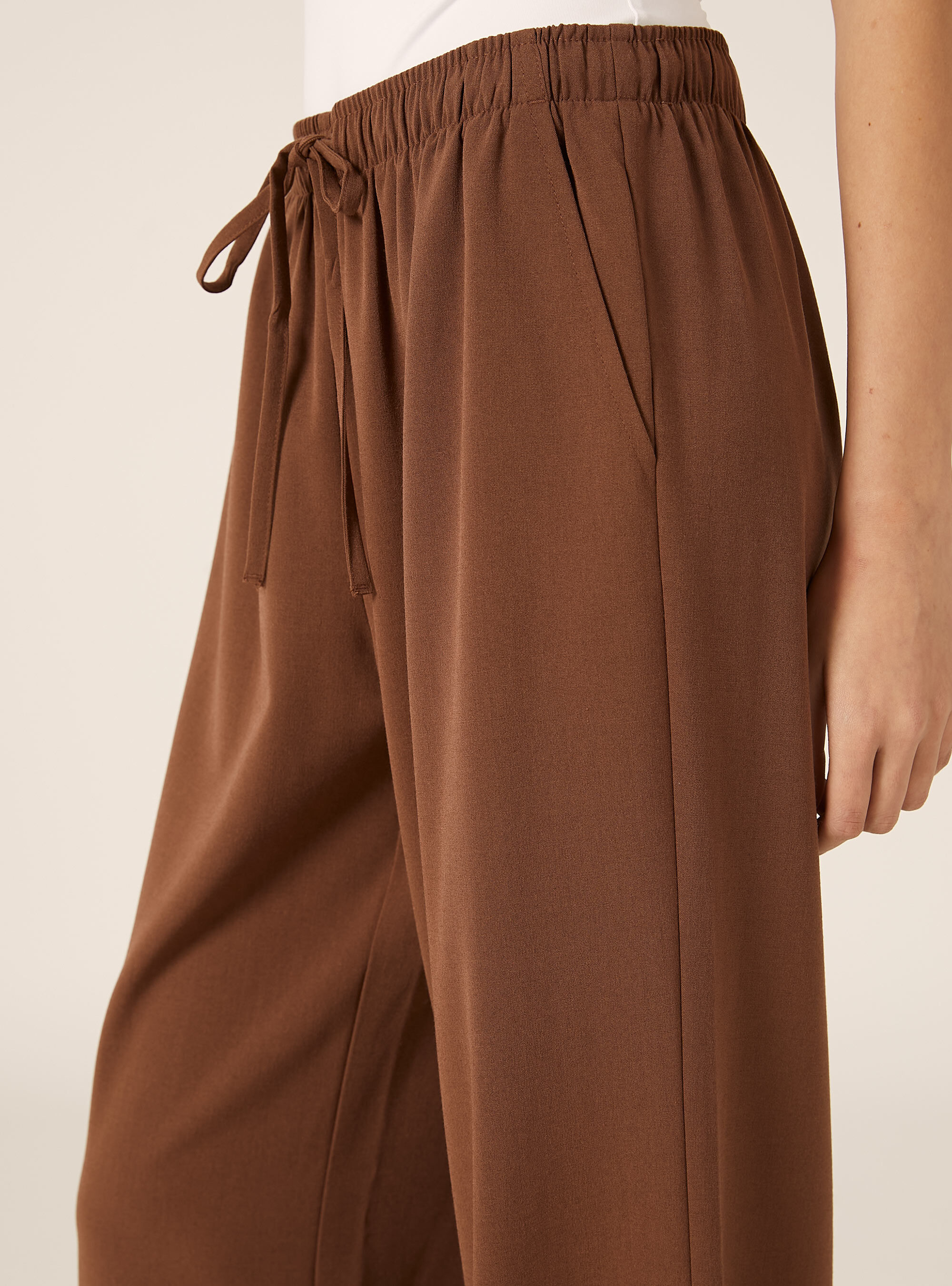 Pantaloni a gamba larga con coulisse, BR2 BROWN MEDIUM