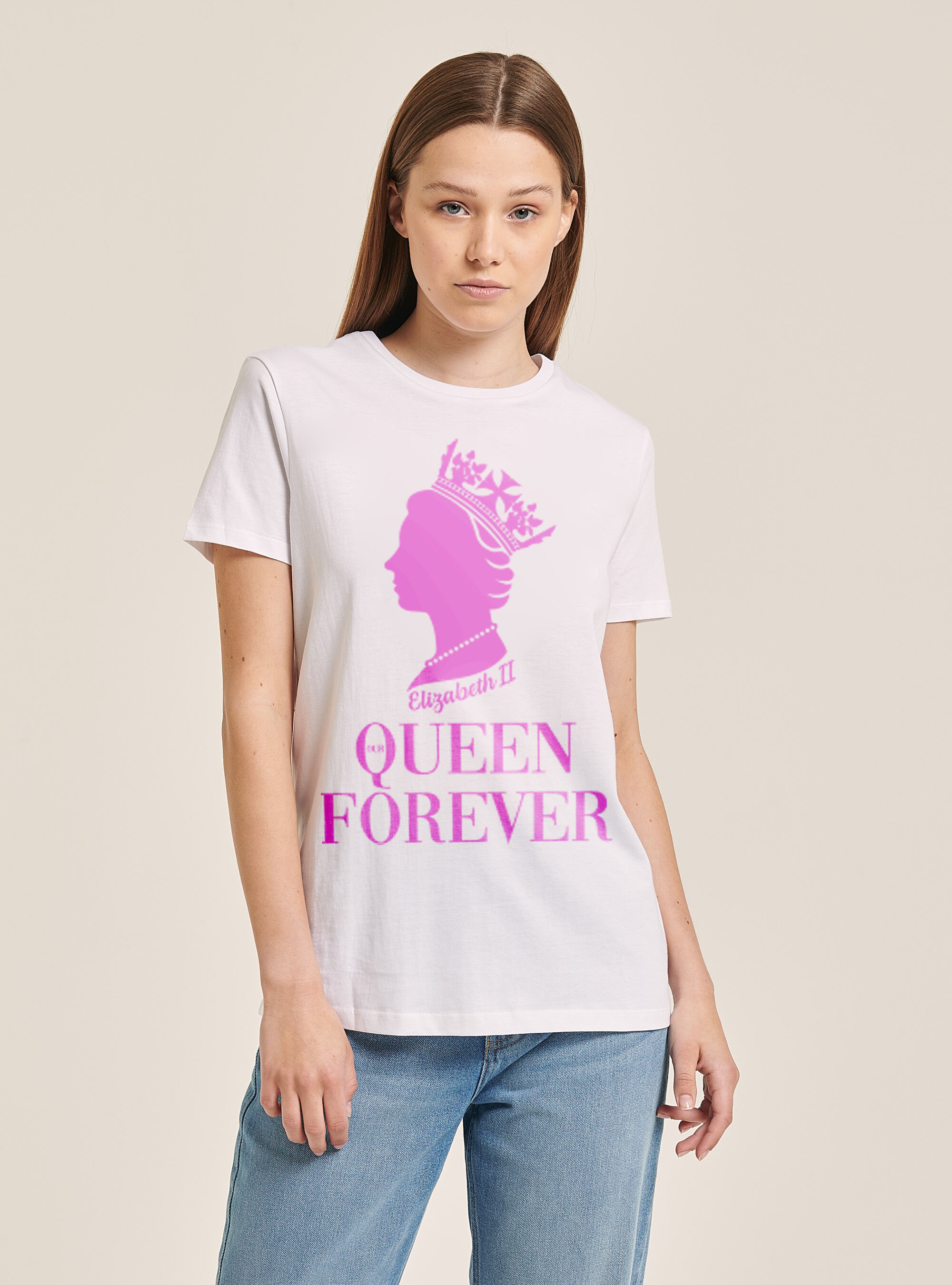 Maglietta con stampa "Queen Forever", WH3 WHITE