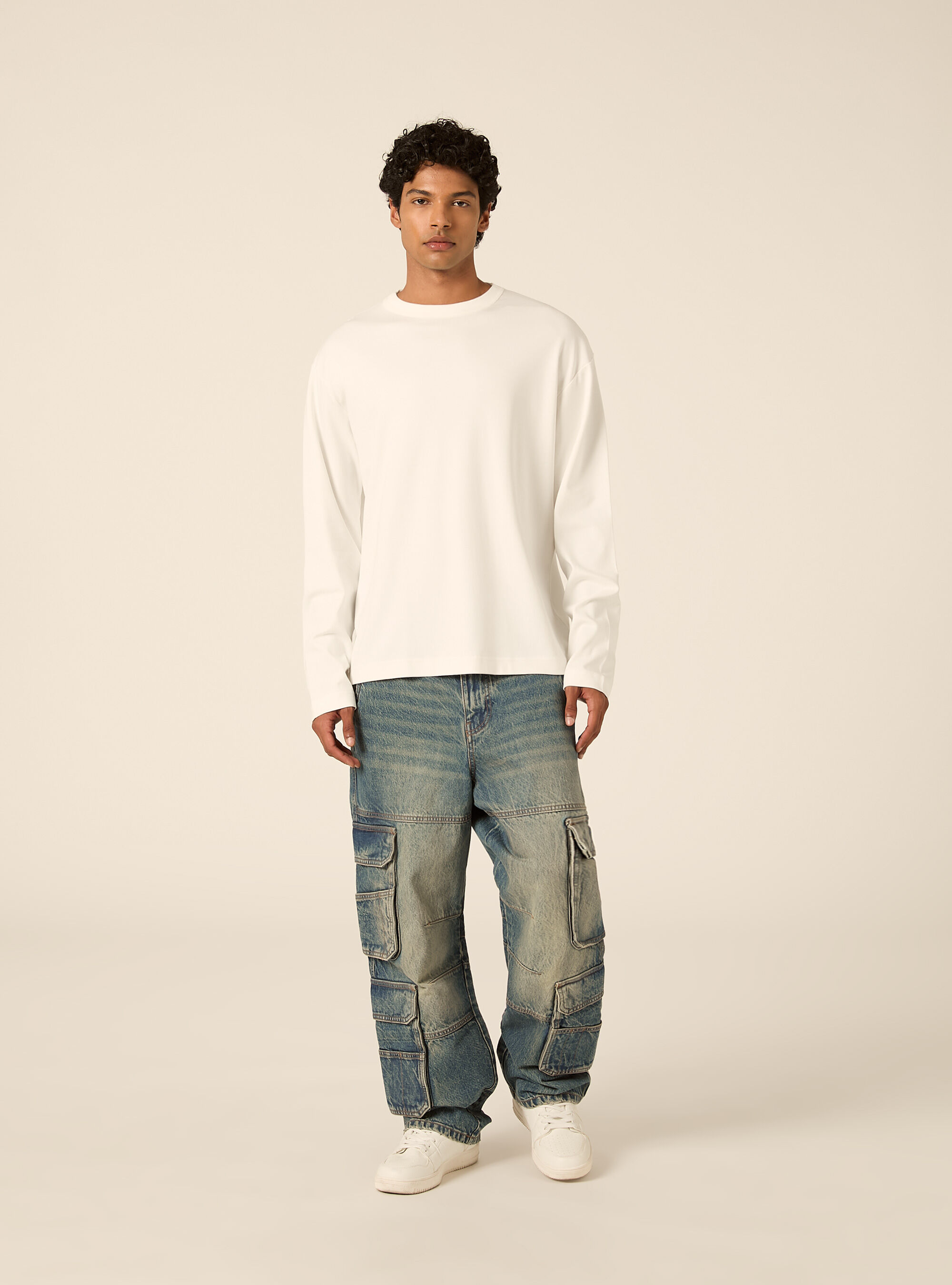T-shirt a maniche lunghe in jersey interlock