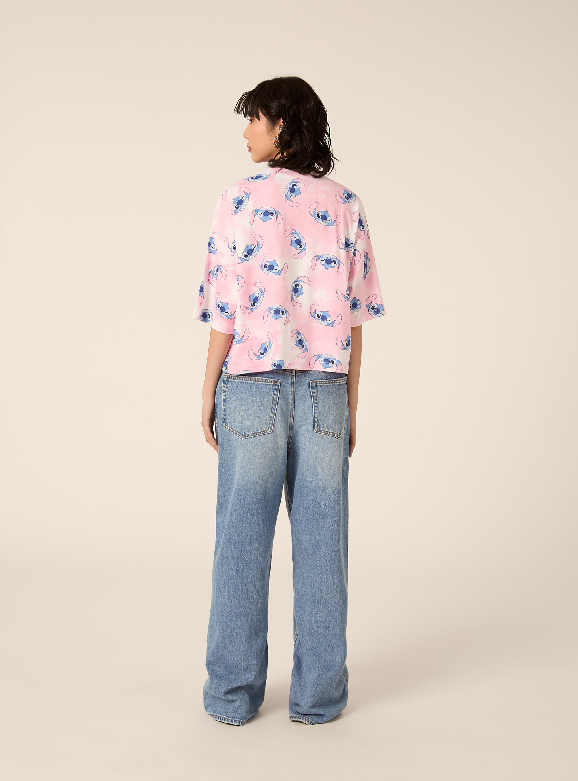 T-shirt boxy fit stitch, PK1 PINK DARK