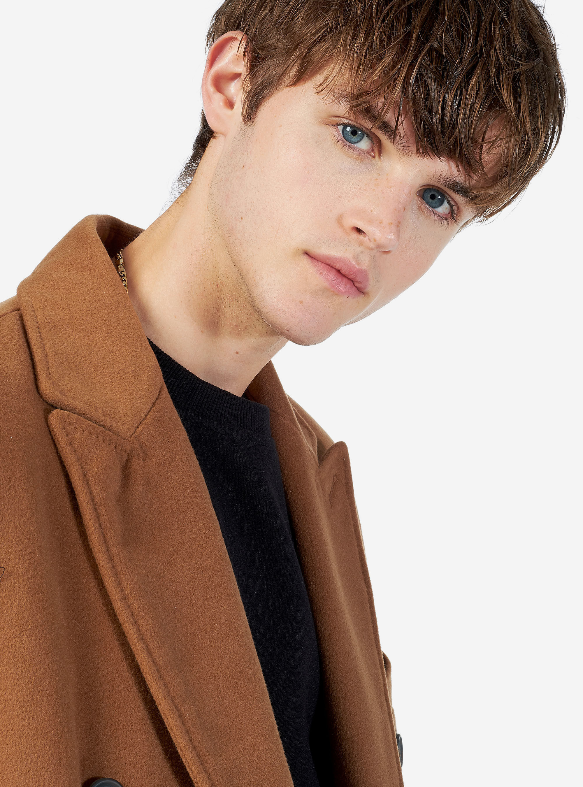 Manteau &agrave; double boutonnage, C5571 TOBACCO