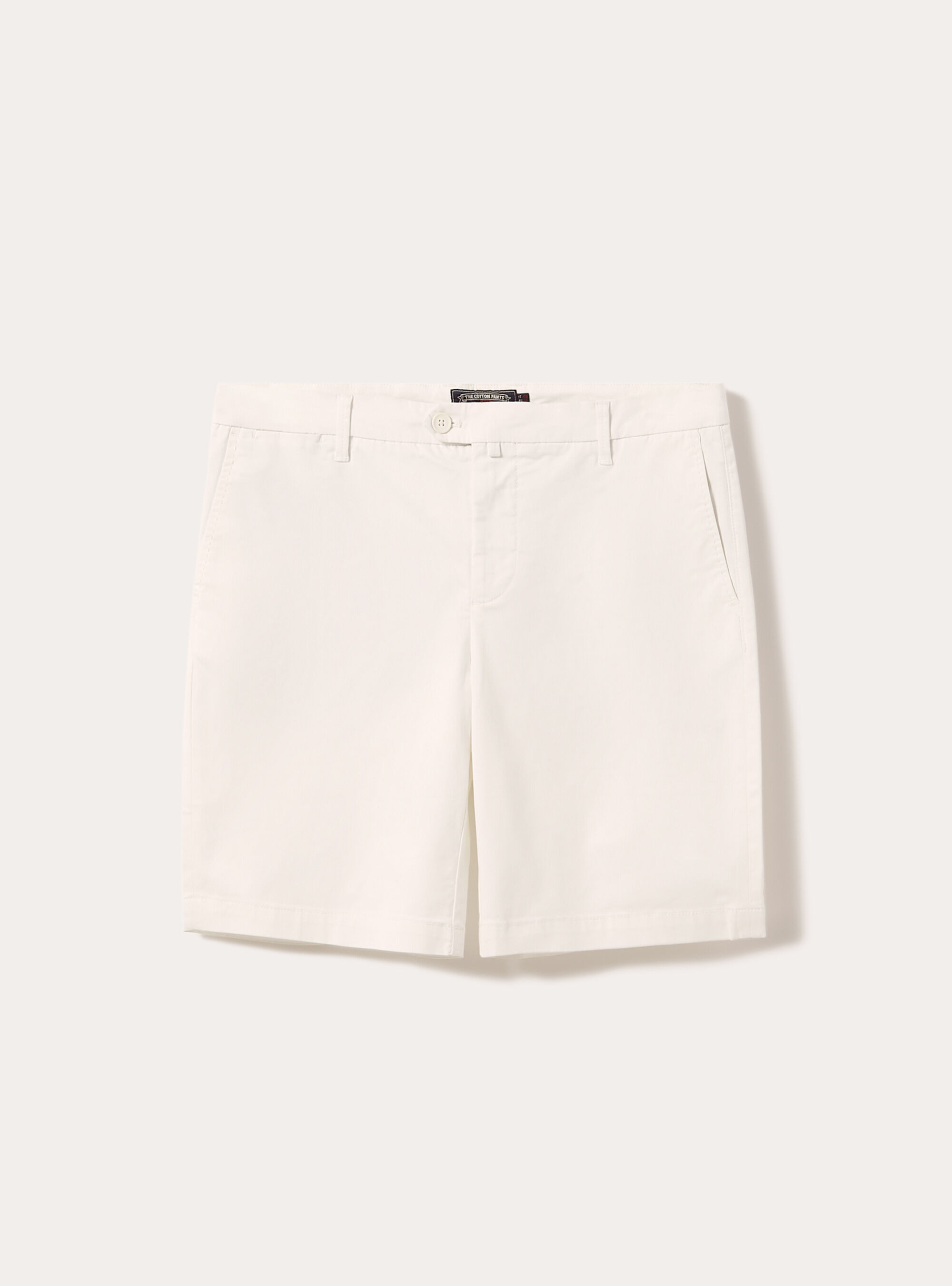 Bermudas de algod&oacute;n de sarga el&aacute;stica, WH1 OFF WHITE