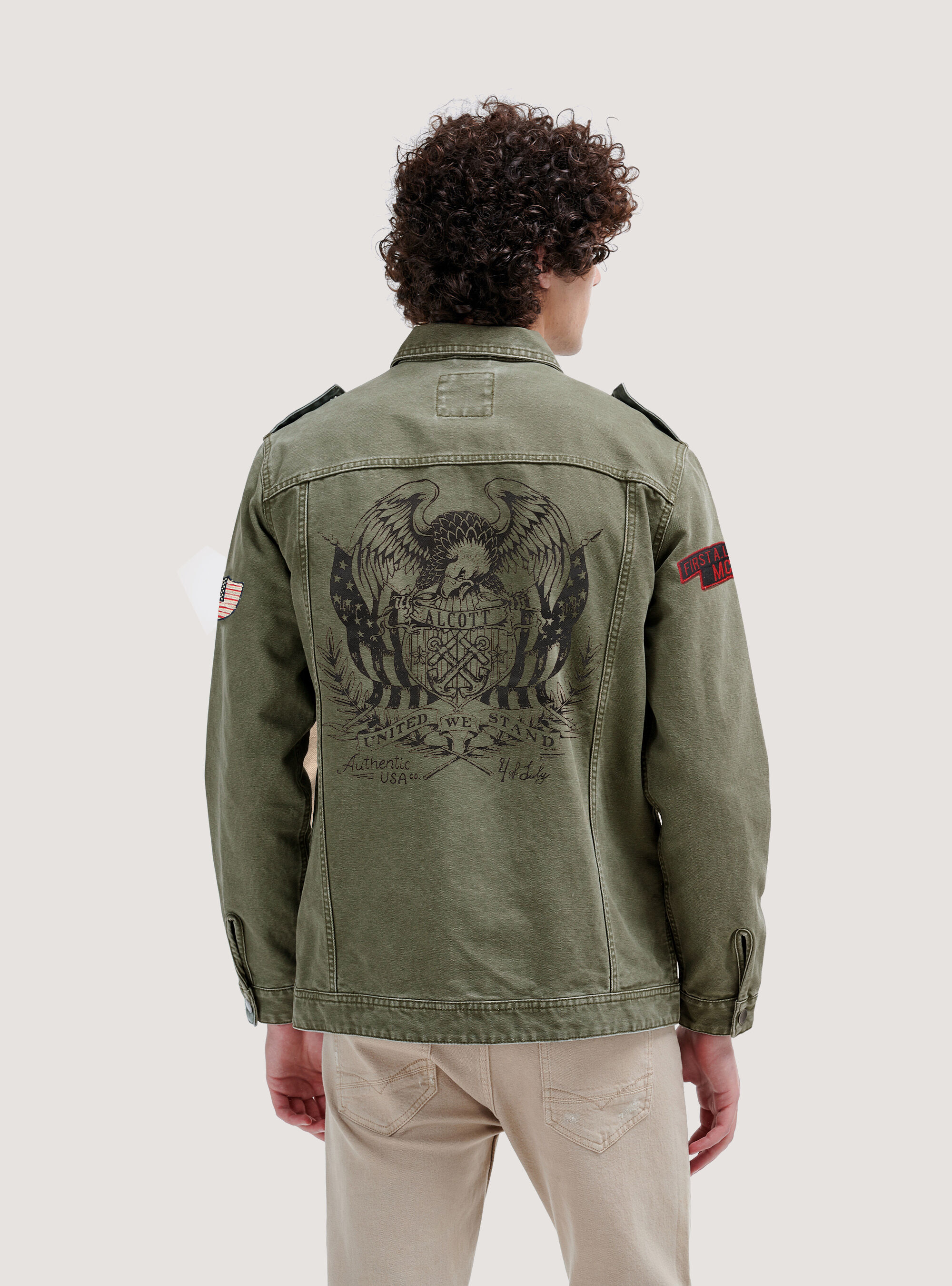 Military jacket clearance with patches mens