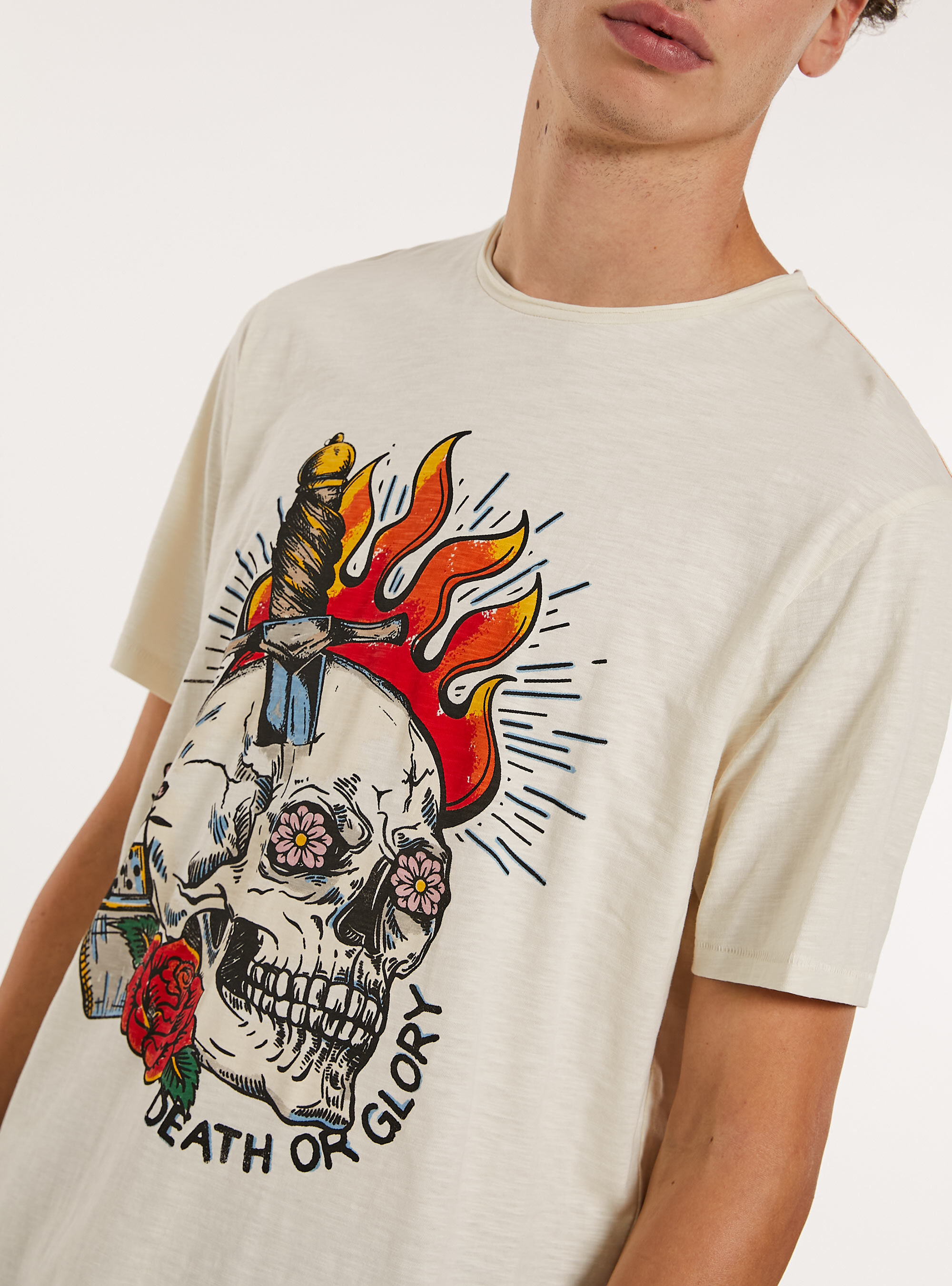 Cotton T-shirt with print, OFF-WHITE