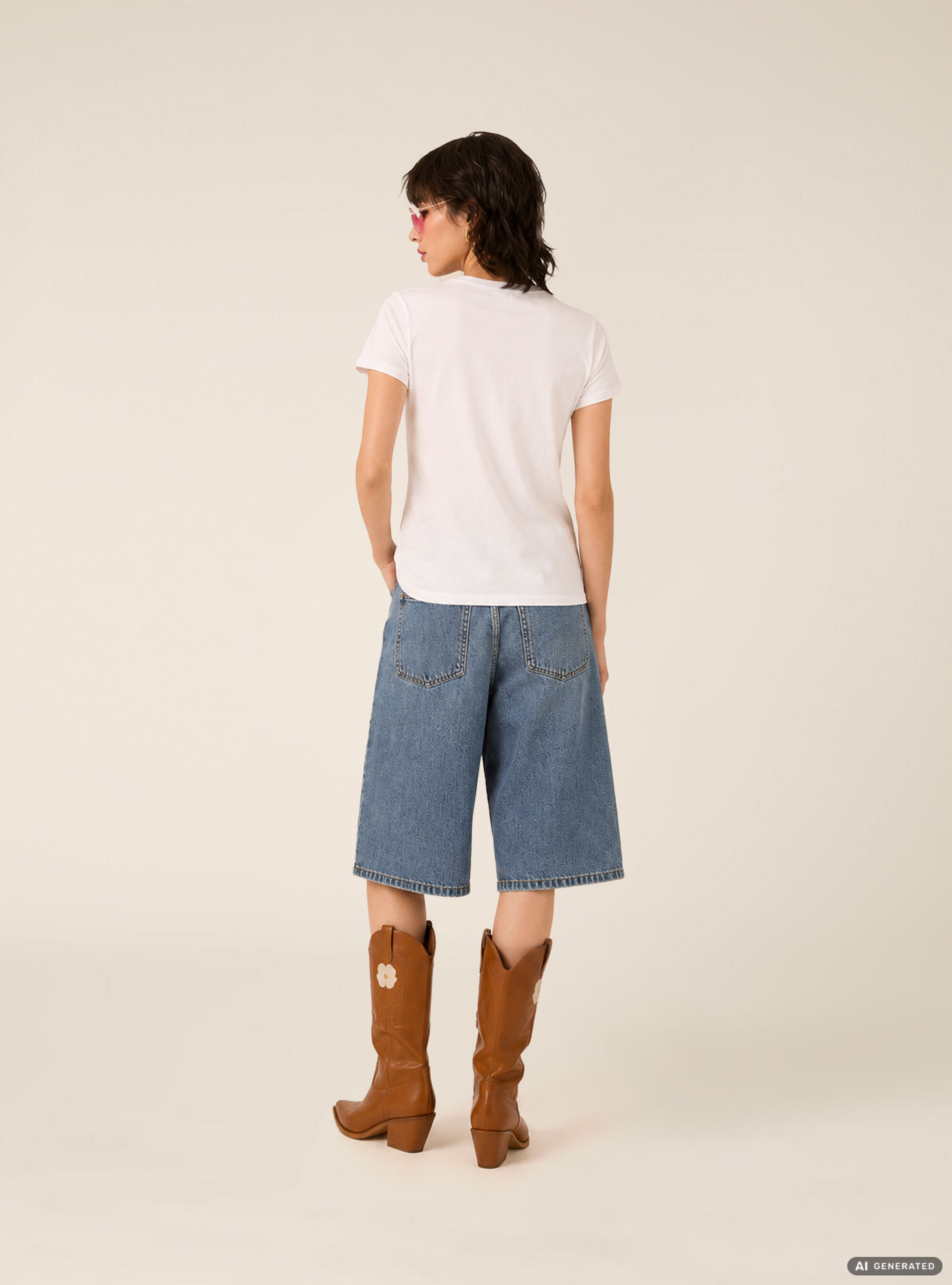 T-shirt regular con stampa cane, WH3 WHITE