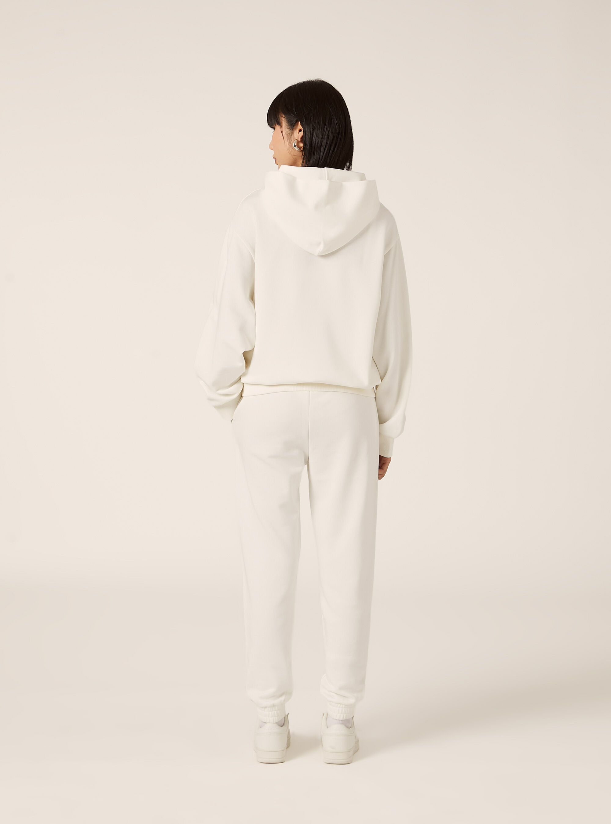 Felpa con cappuccio boxy, WH1 OFF WHITE