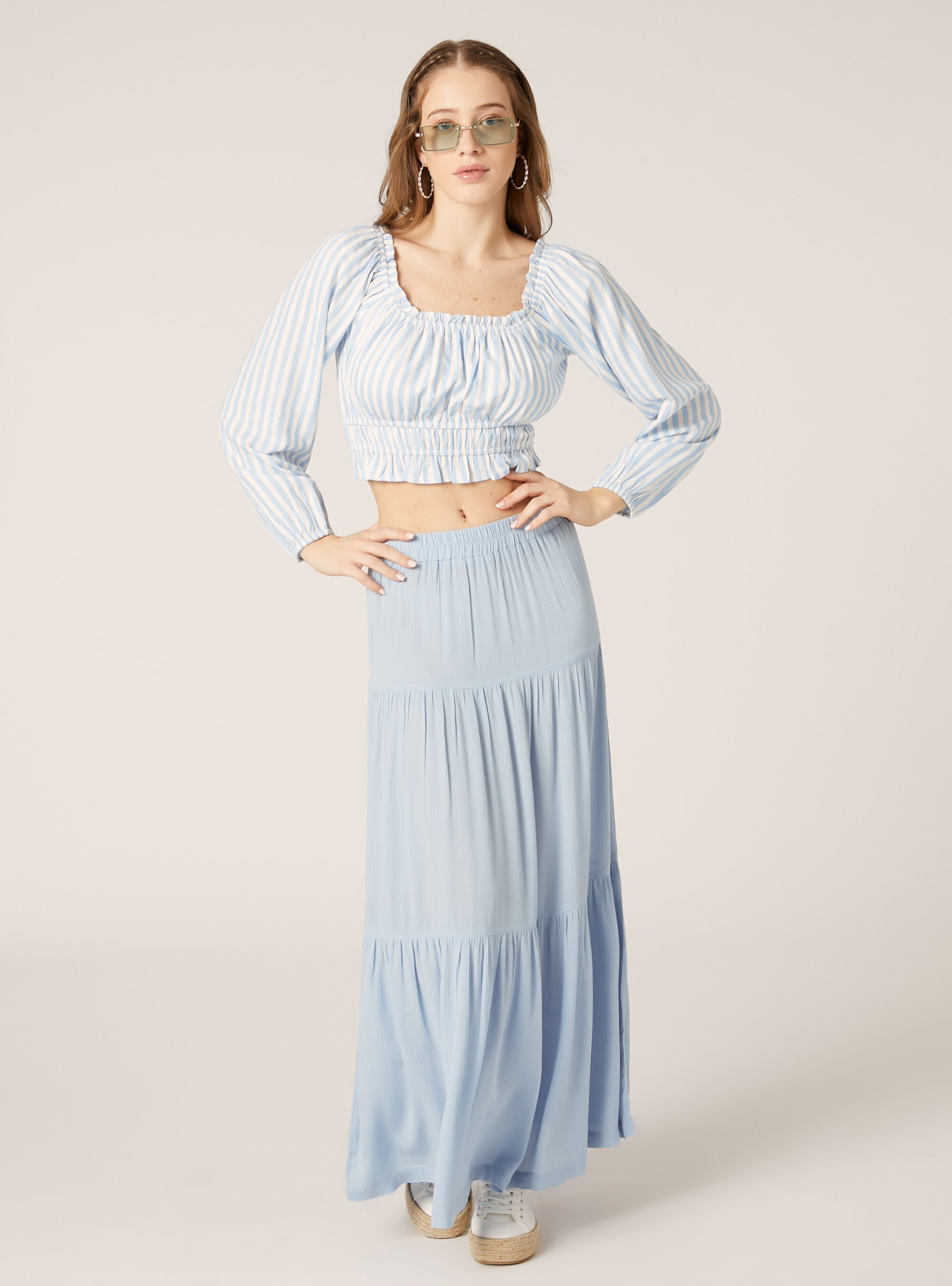 Linen blend boho blouse, MULTICOLOR