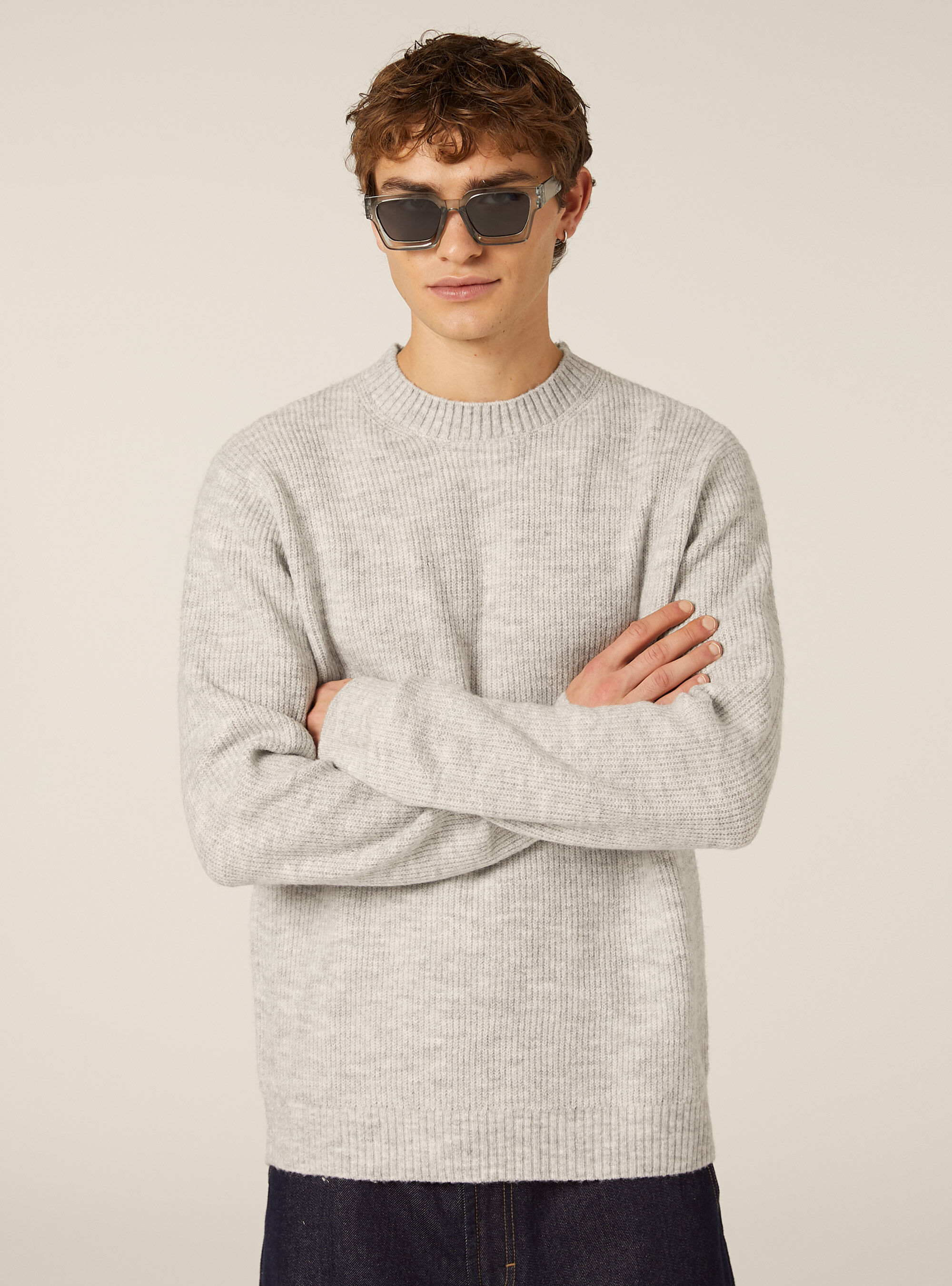 Weicher Pullover mit Rippstrick, MGY1 GREY MEL DARK