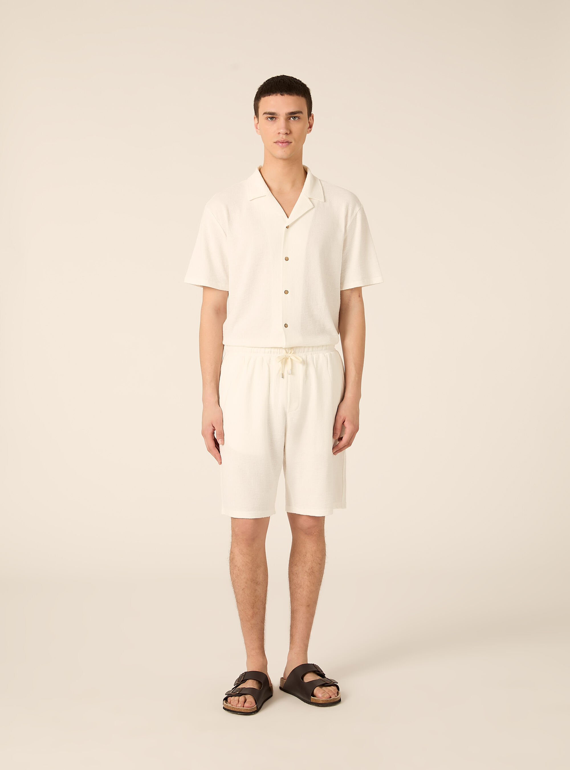 Bermuda in jersey texture regular fit, WH2 WHITE