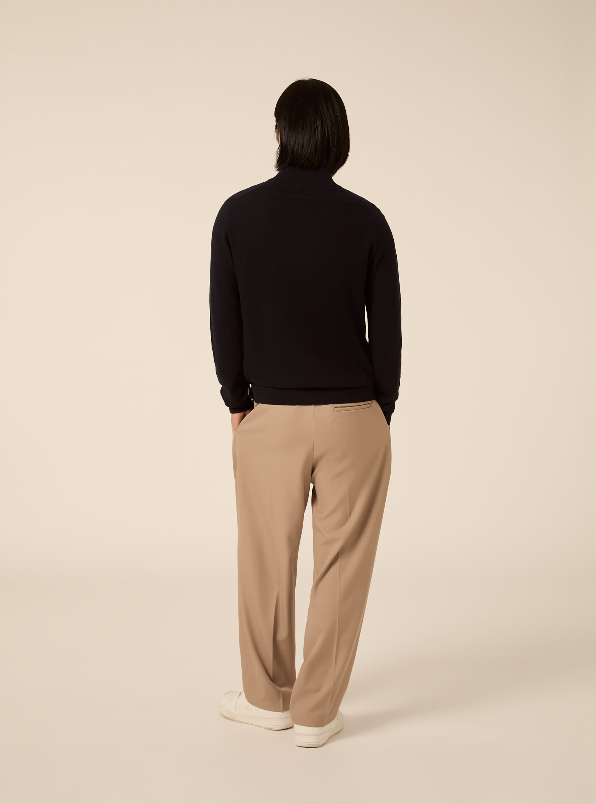 Half zip pullover aus kaschmirmischung mit stehkragen, NA1 NAVY DARK