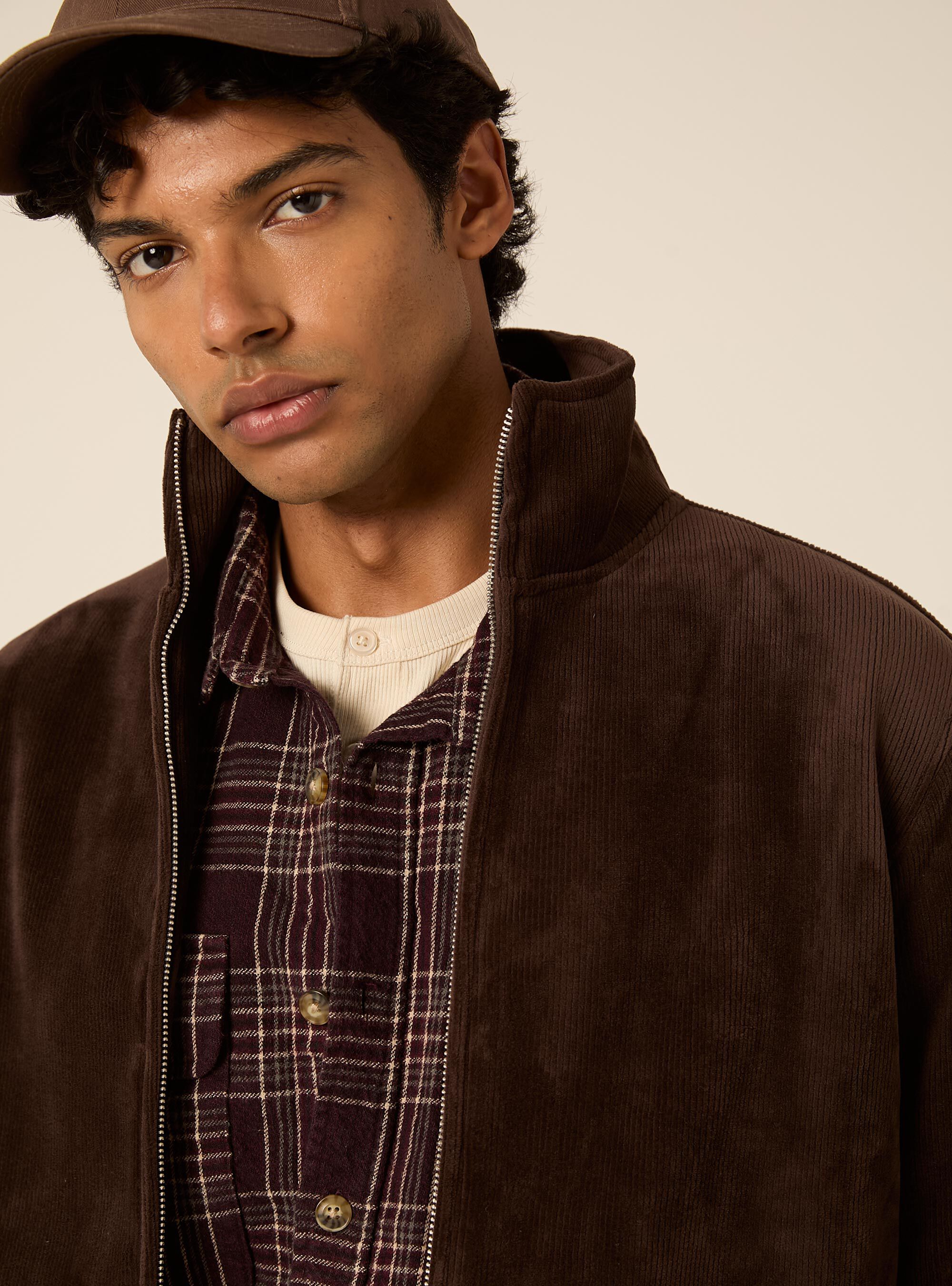 Cardigan in velluto a coste, BR1 BROWN DARK