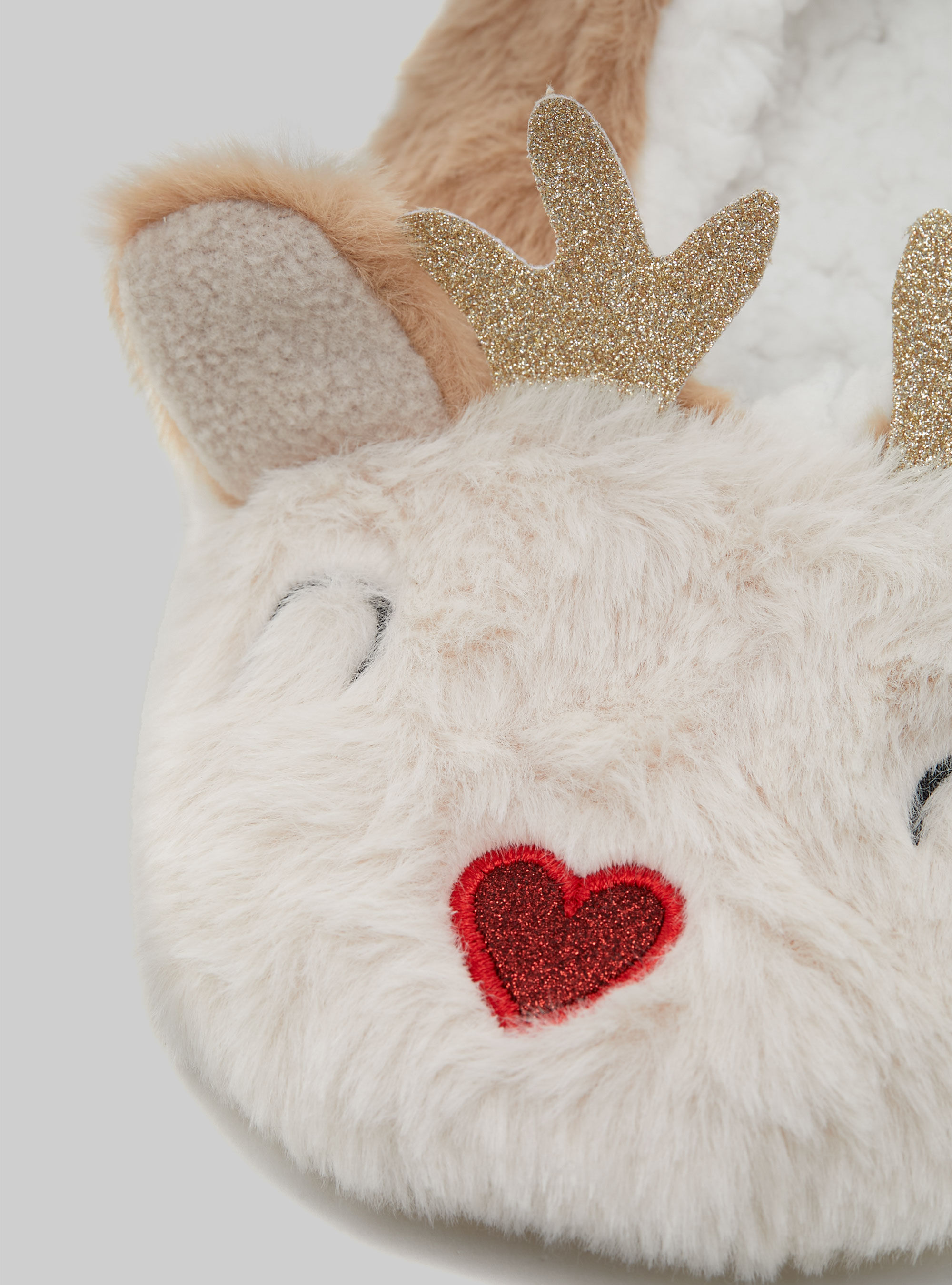 Chausson en forme de renne effet de peluche