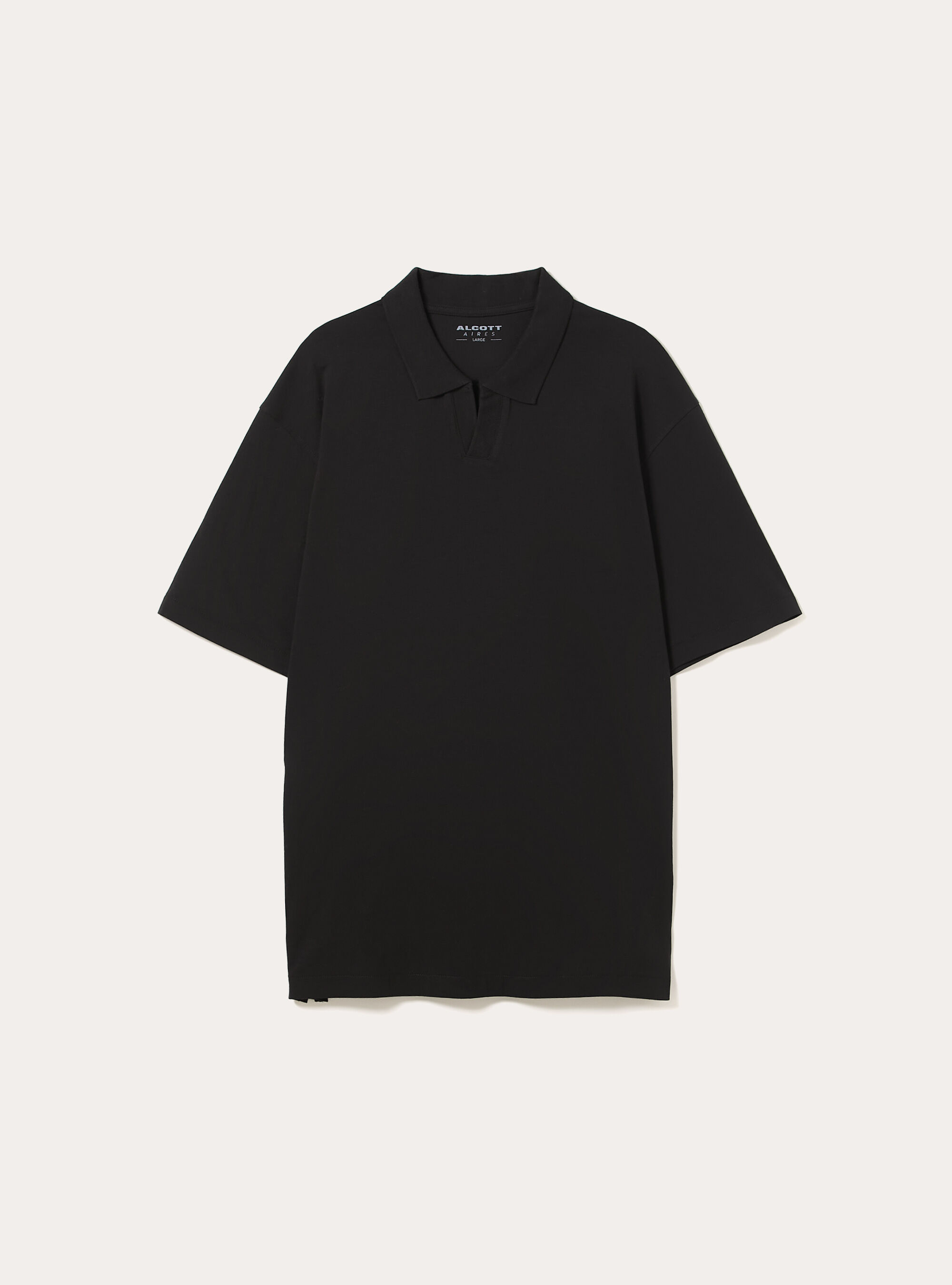 Polo mezza placchetta in jersey elasticizzato, BK1 BLACK